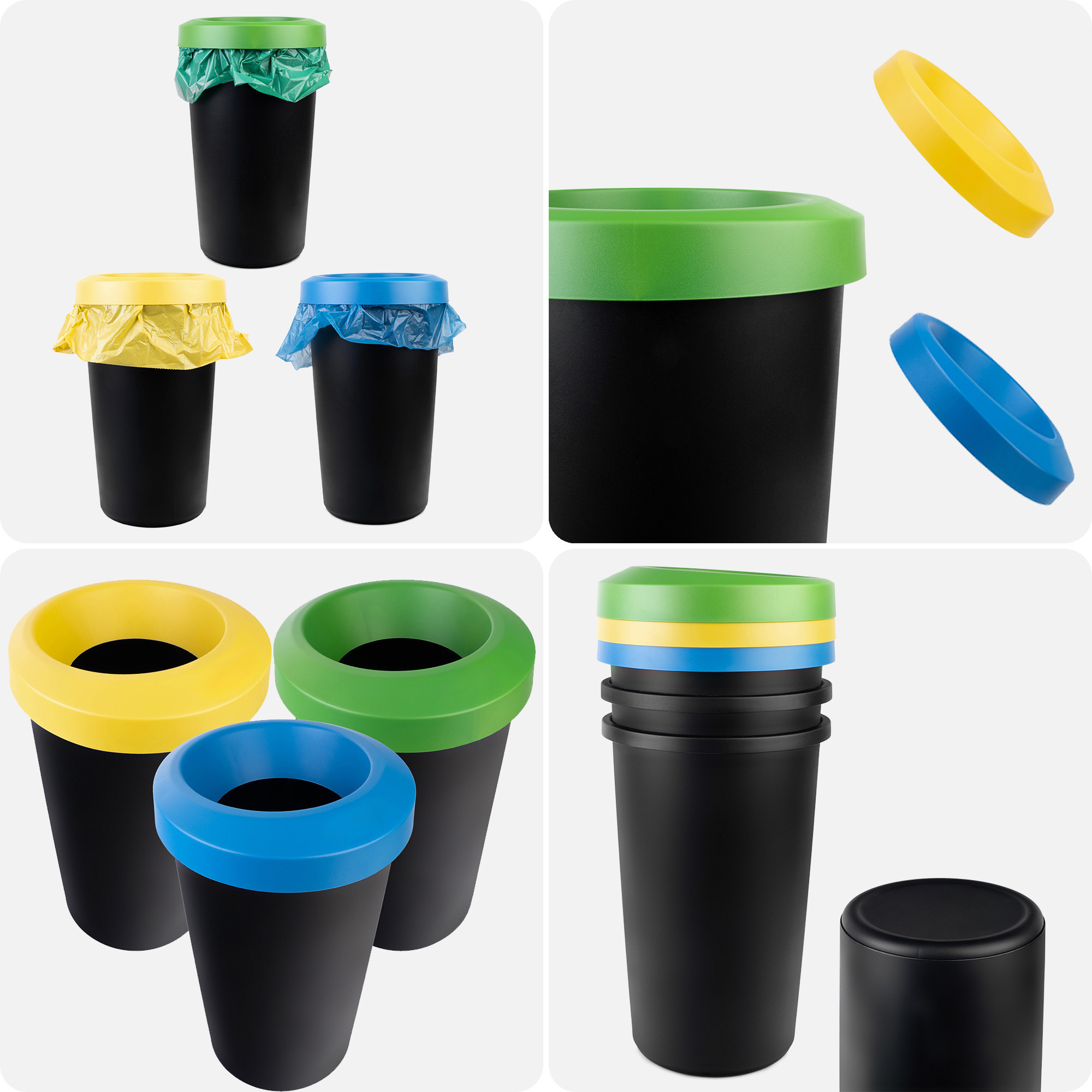 Kosz na śmieci Givry 3 x 25 L czarny