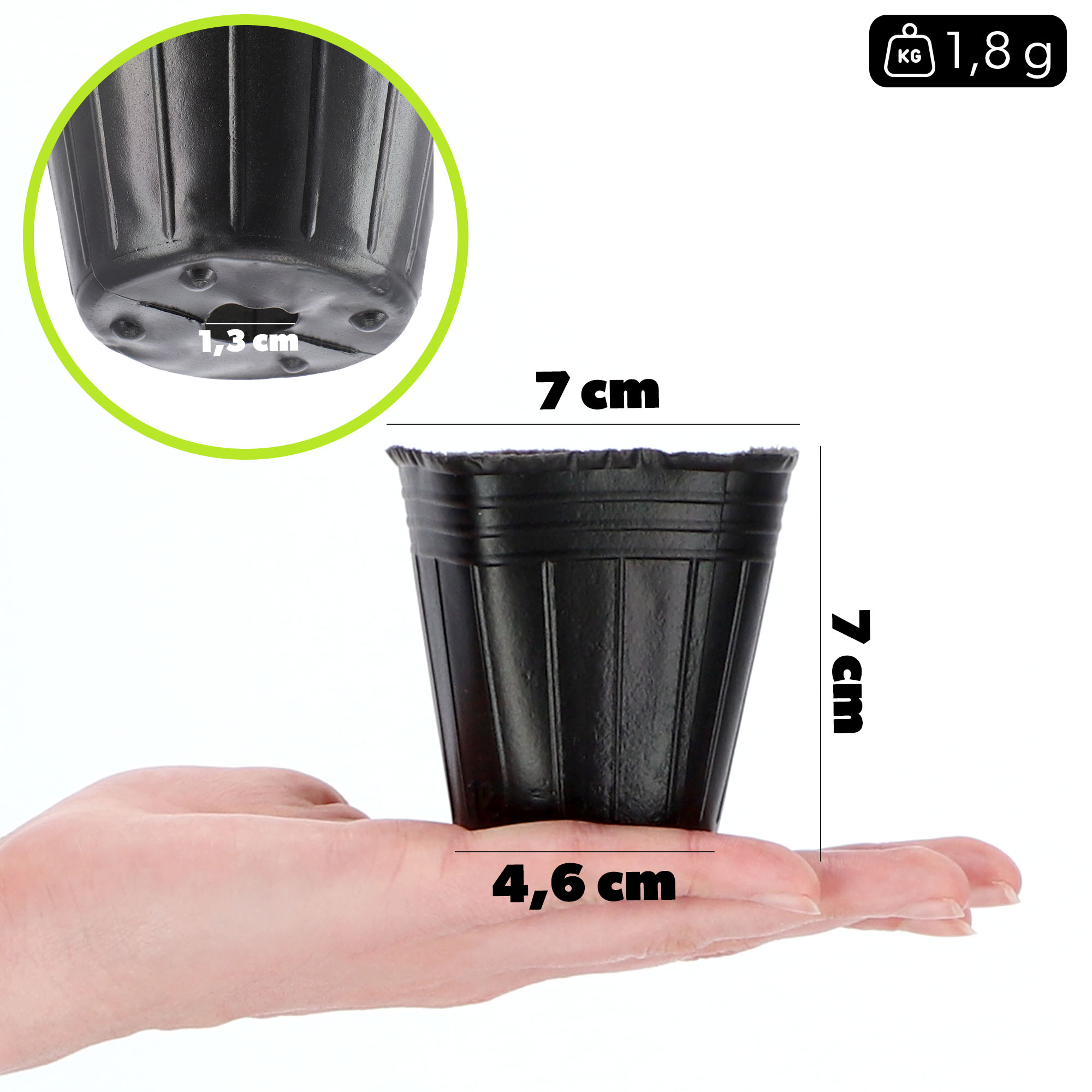 Doniczki rozsadowe okrągłe Corse 7 cm, 100 szt.