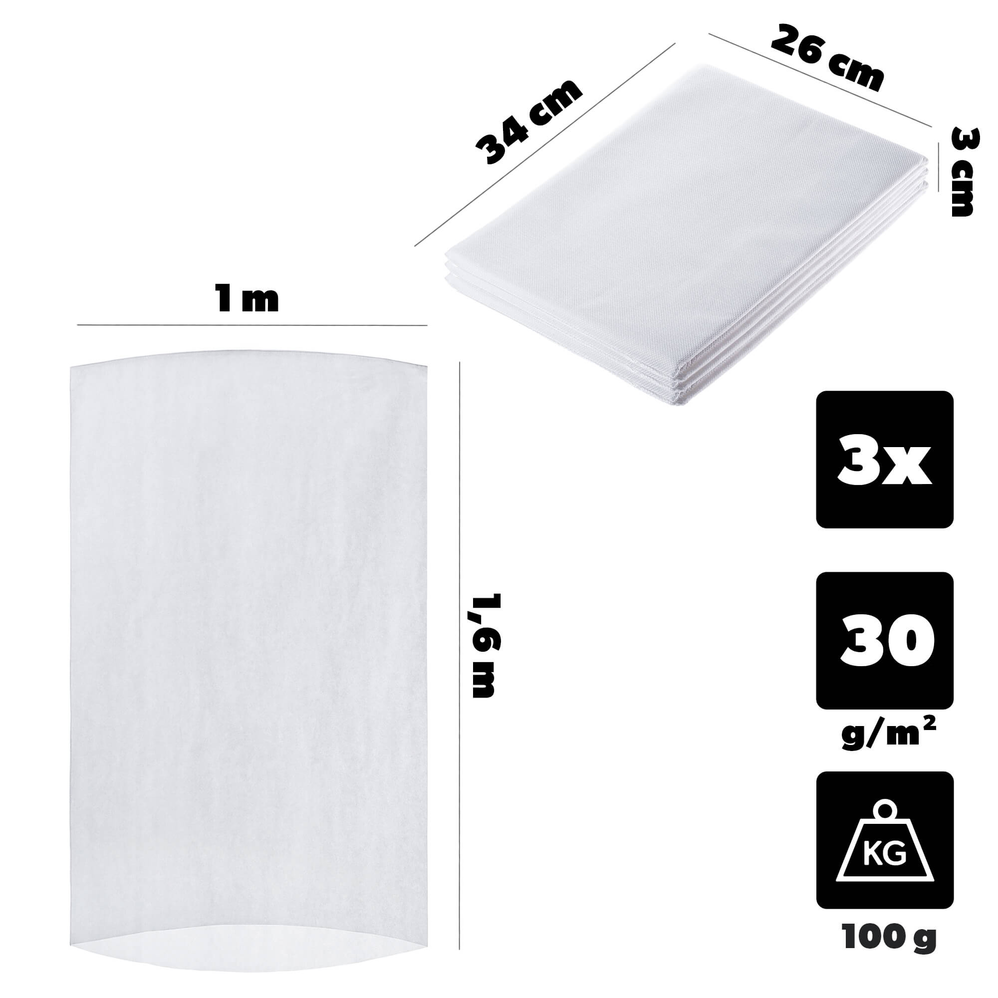 Kaptur ochronny na rośliny Vatan 1 x 1.6 m 30 g/m² biały 3 szt.