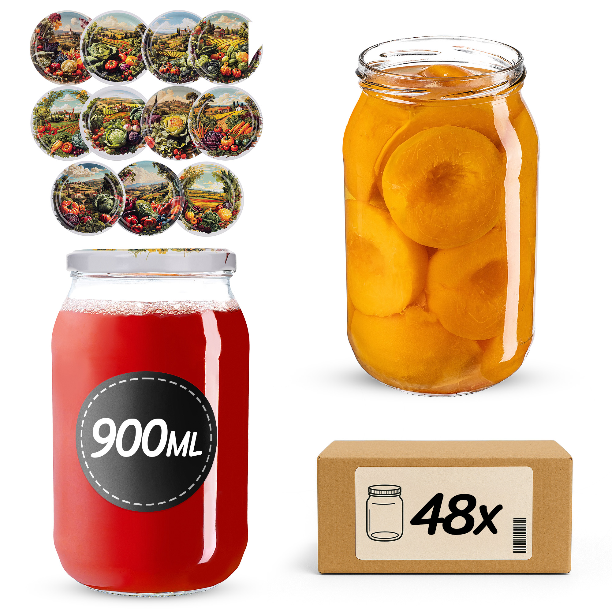 Słoiki na przetwory Simo 900ml fi82mm 48szt + wieczko Warzywa mix