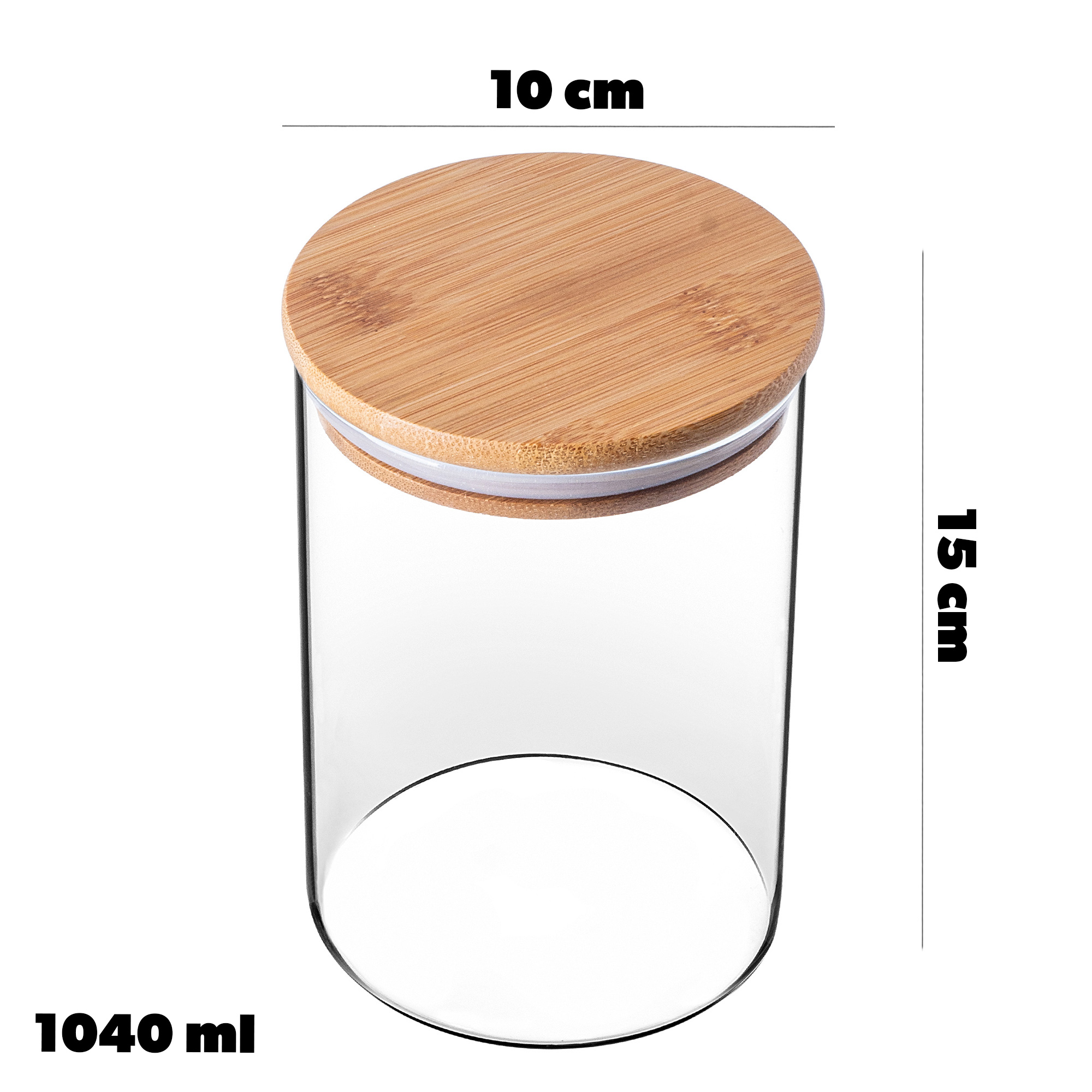 Pojemnik szklany Piney z bambusową pokrywką 1040ml