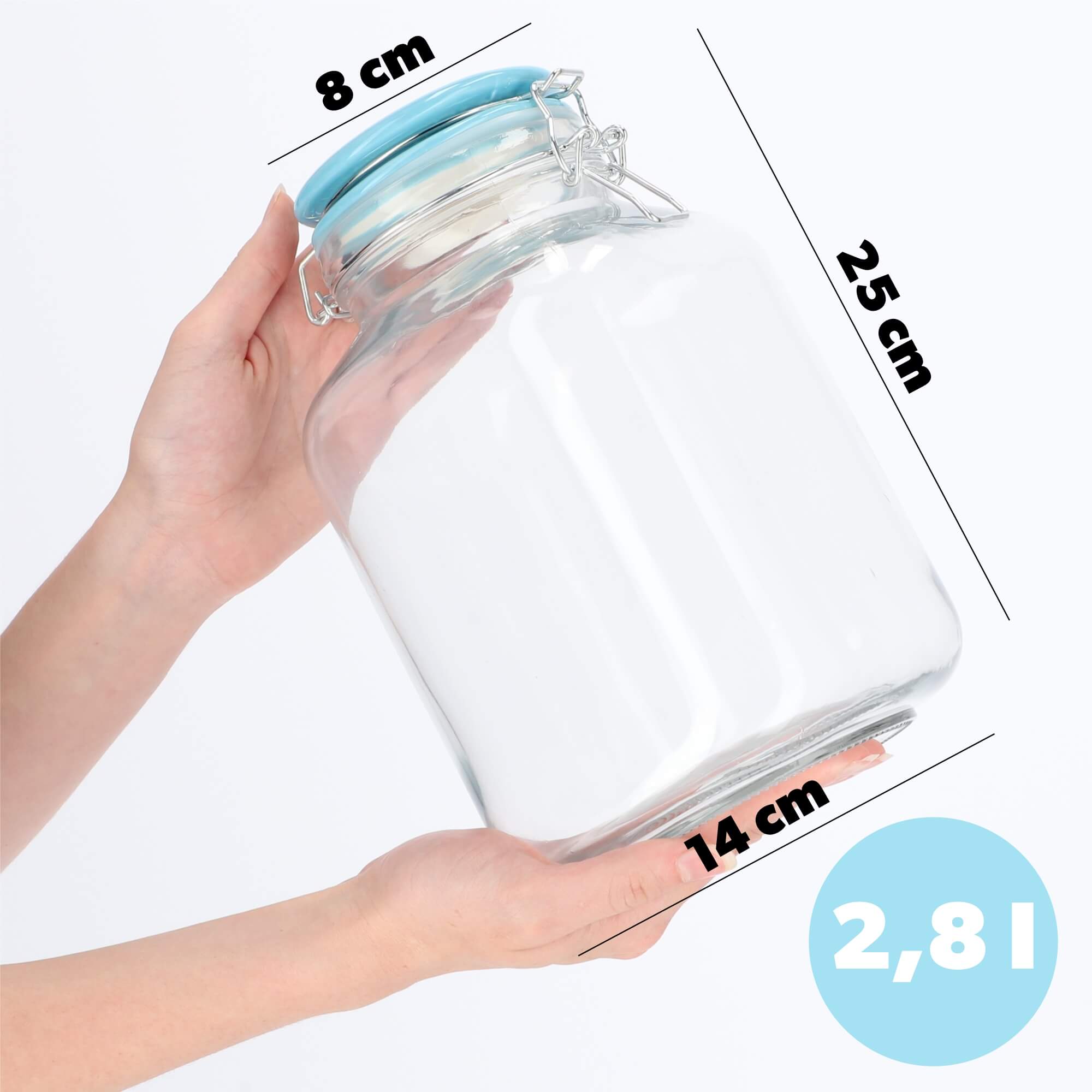 Słoik hermetyczny z ceramiczną pokrywą 2.8L niebieski