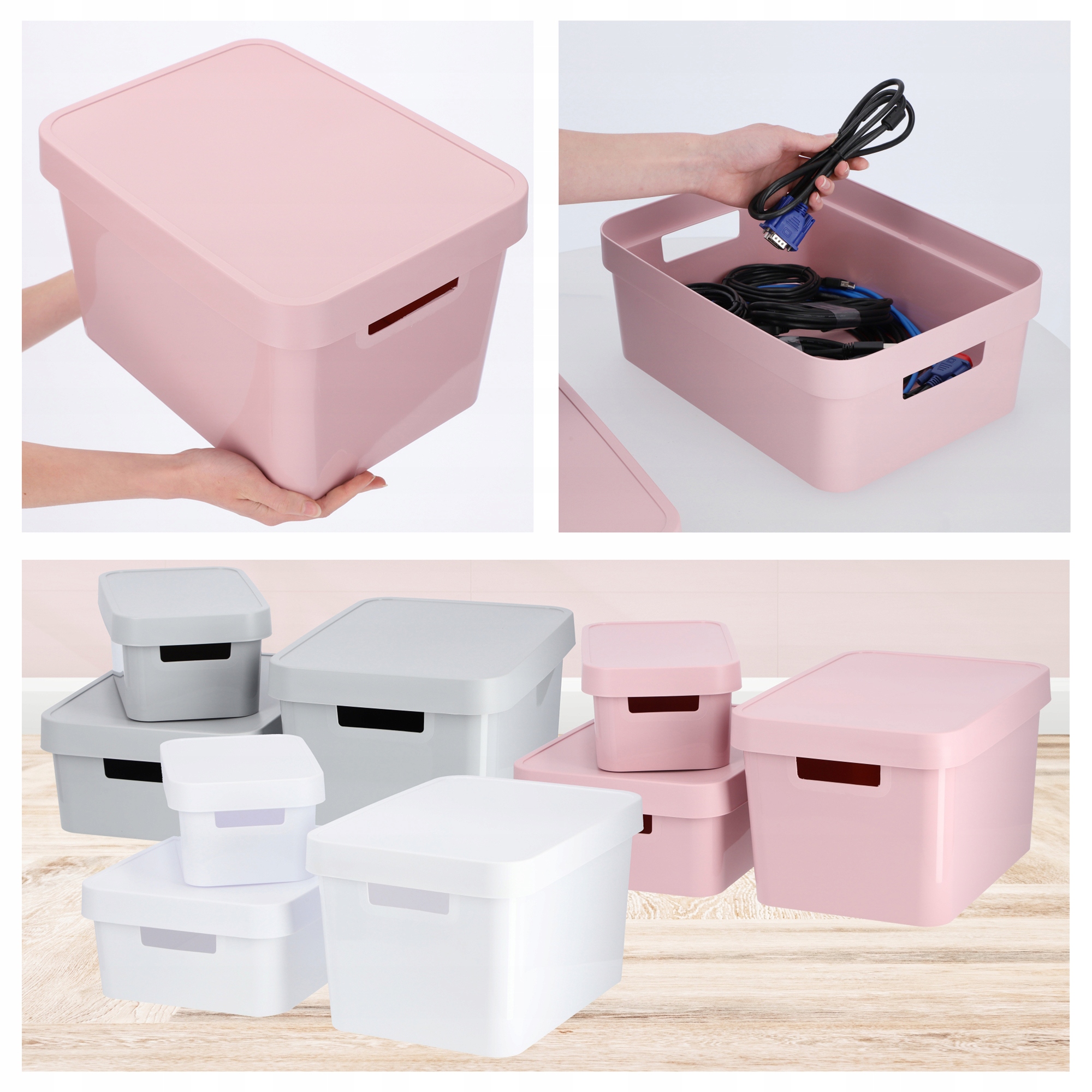 Pojemniki do przechowywania Curver Infinity 4.5+11+17L różowe z pokrywą