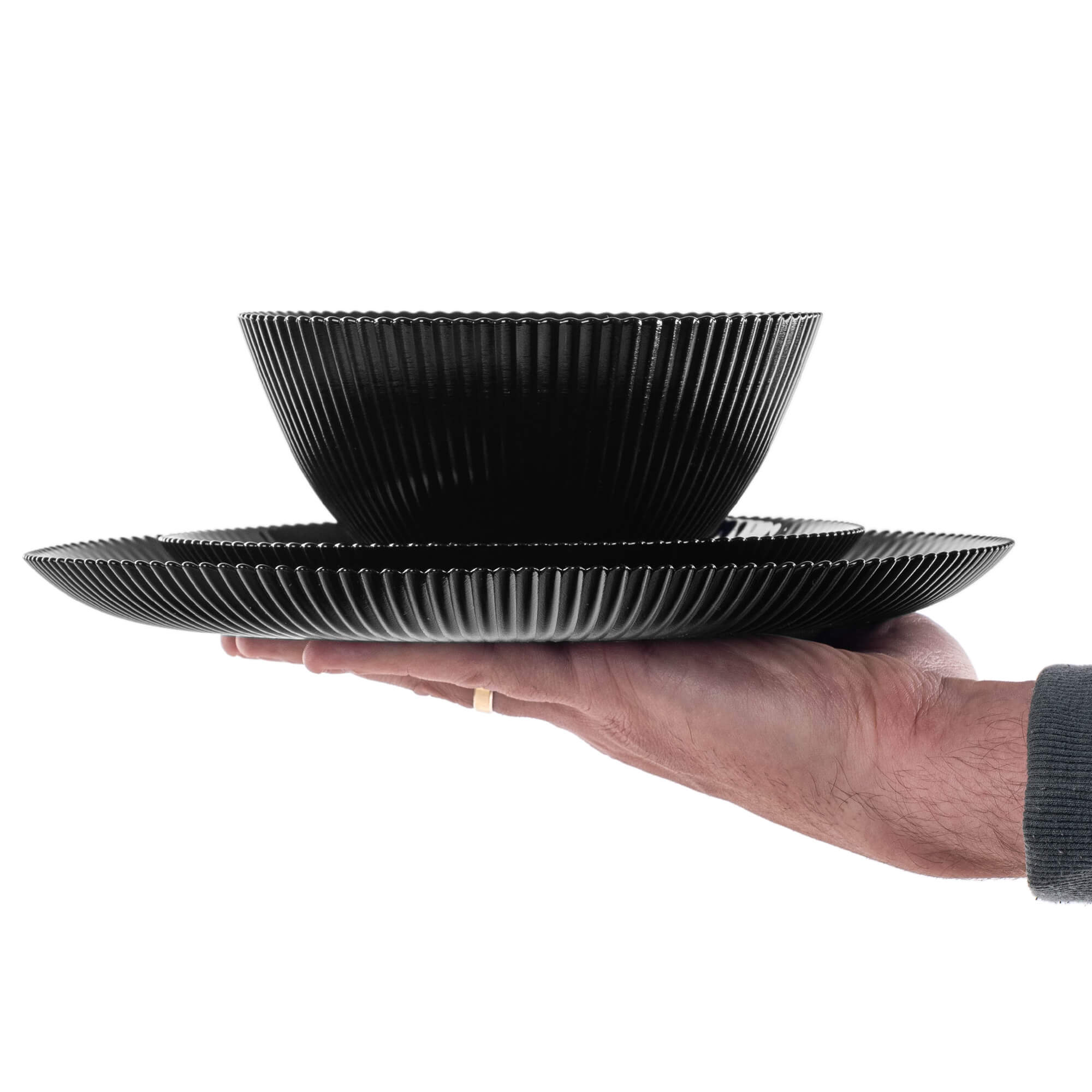 Zestaw obiadowy Regno czarny 4 komplety