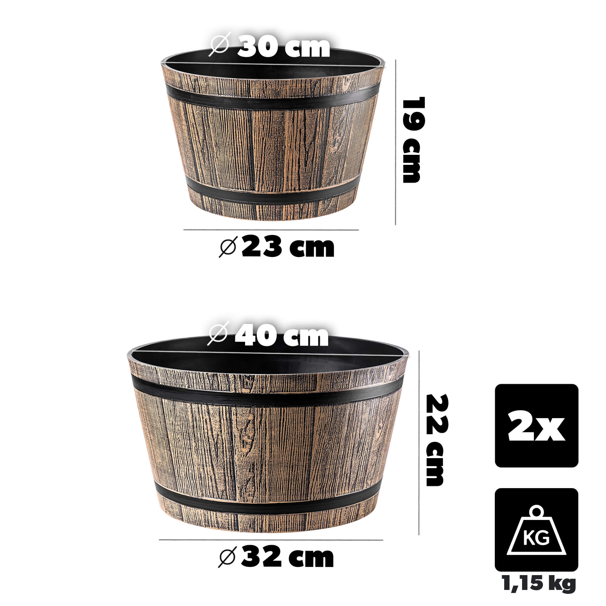 Donica na kwiaty Sori 30, 40 cm, mokka