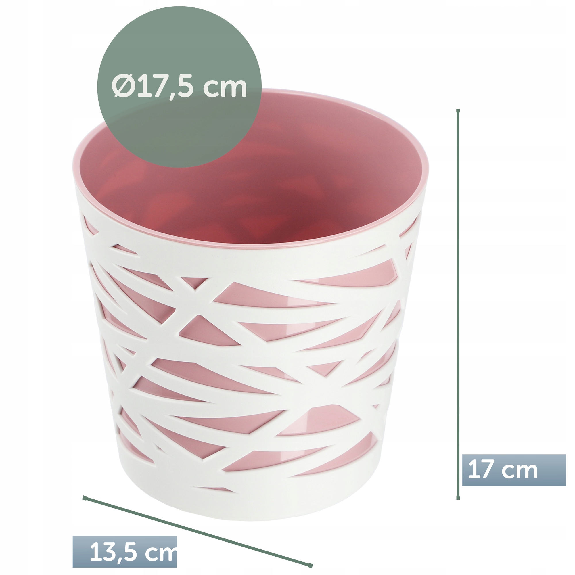 Doniczka z wkładem Rusio 17 cm, różowa