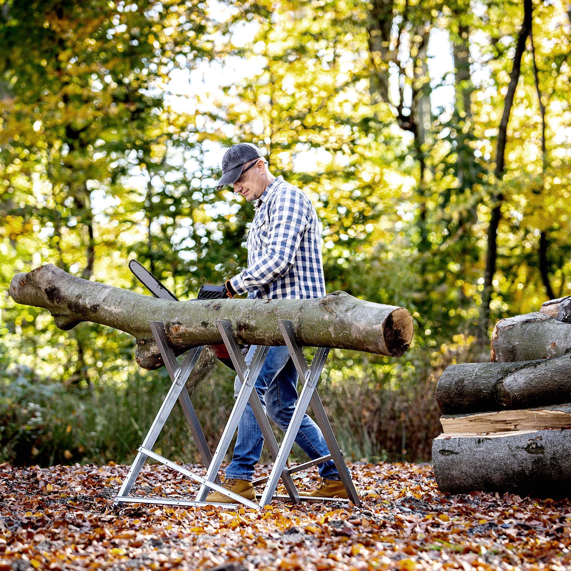 Składany stojak do cięcia drewna Fyresdal 82 x 78 cm stalowy