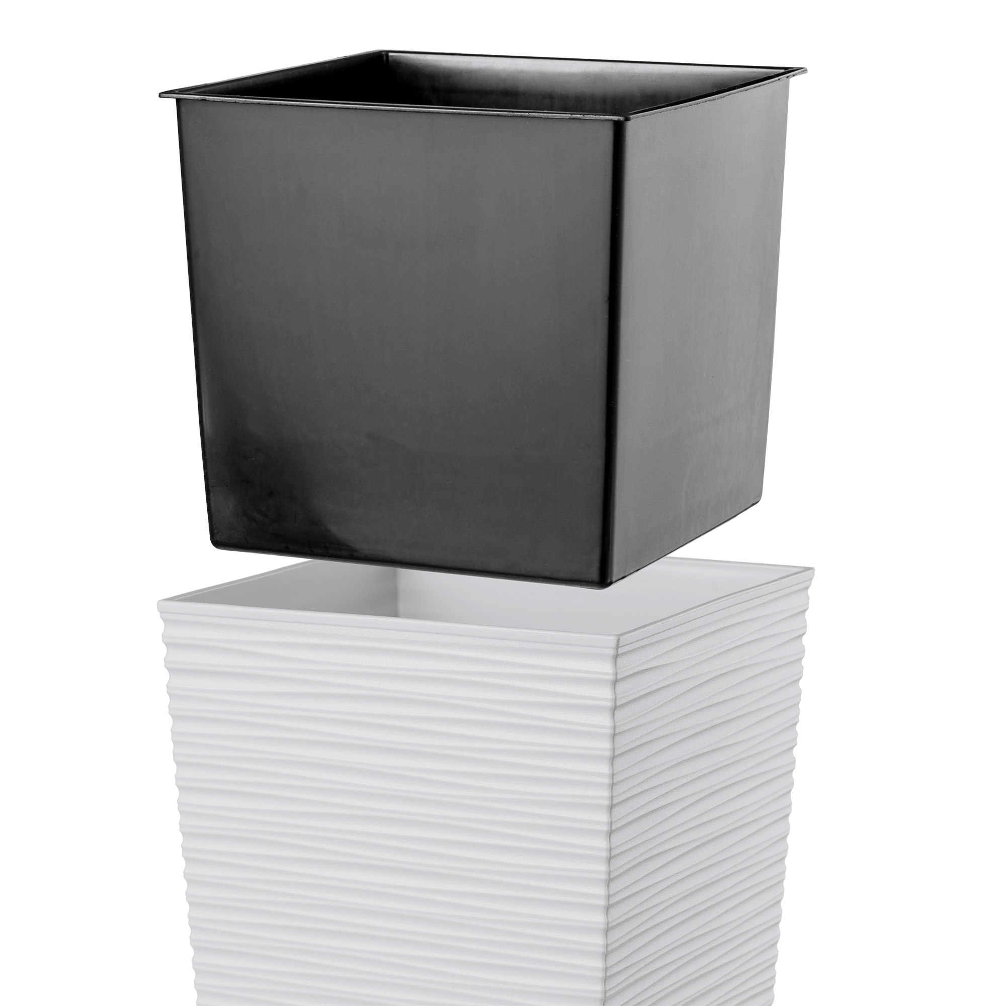 Donica na kwiaty z wkładem Tuluza dłuto 30 cm, biała