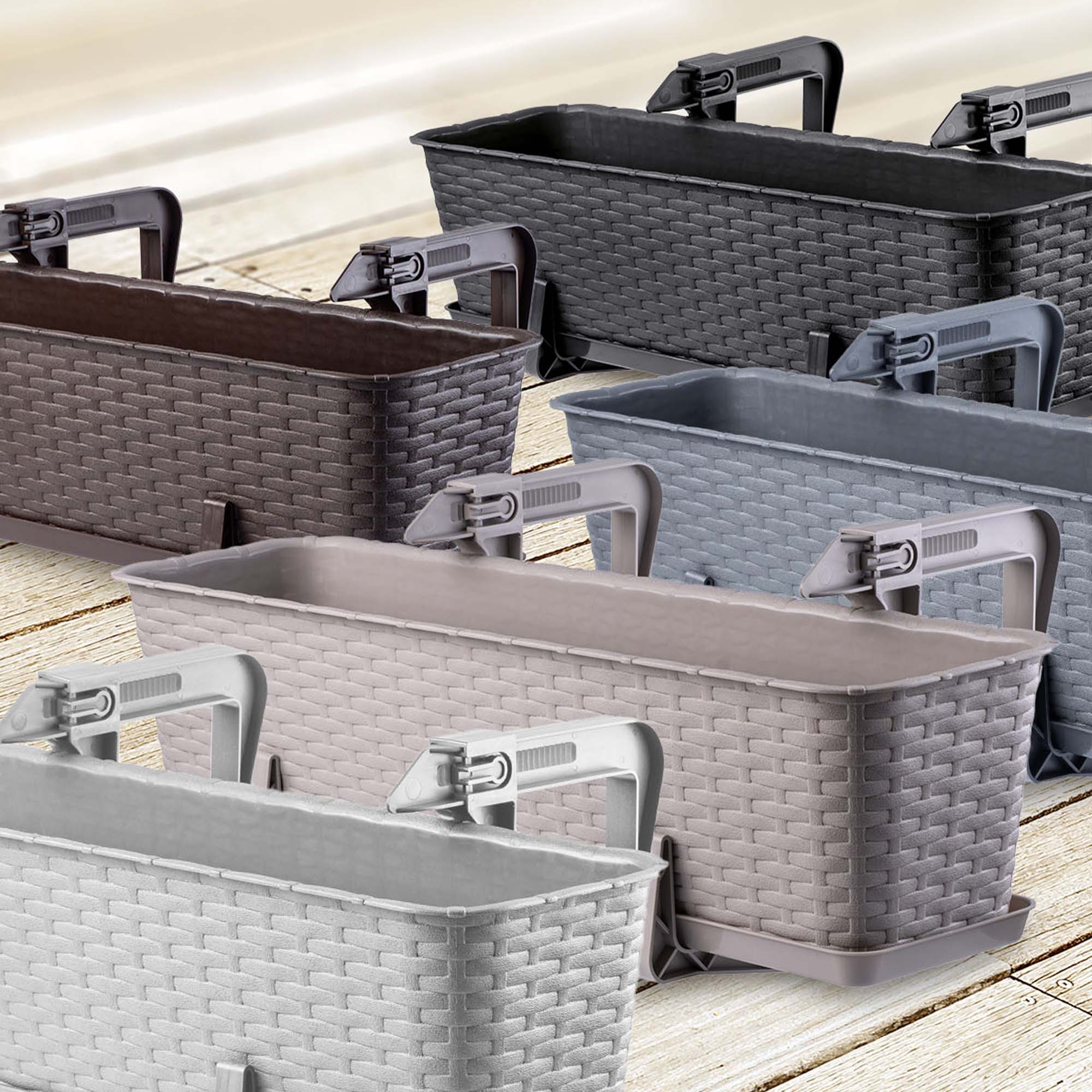 Skrzynka balkonowa z uchwytami Castro szara 60 cm, 4 szt.