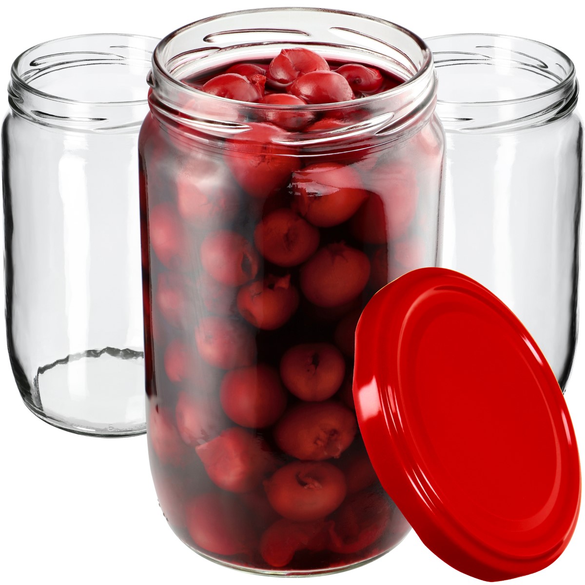 Słoiki na przetwory Niva 720ml 64szt 82mm + wieczka czerwone