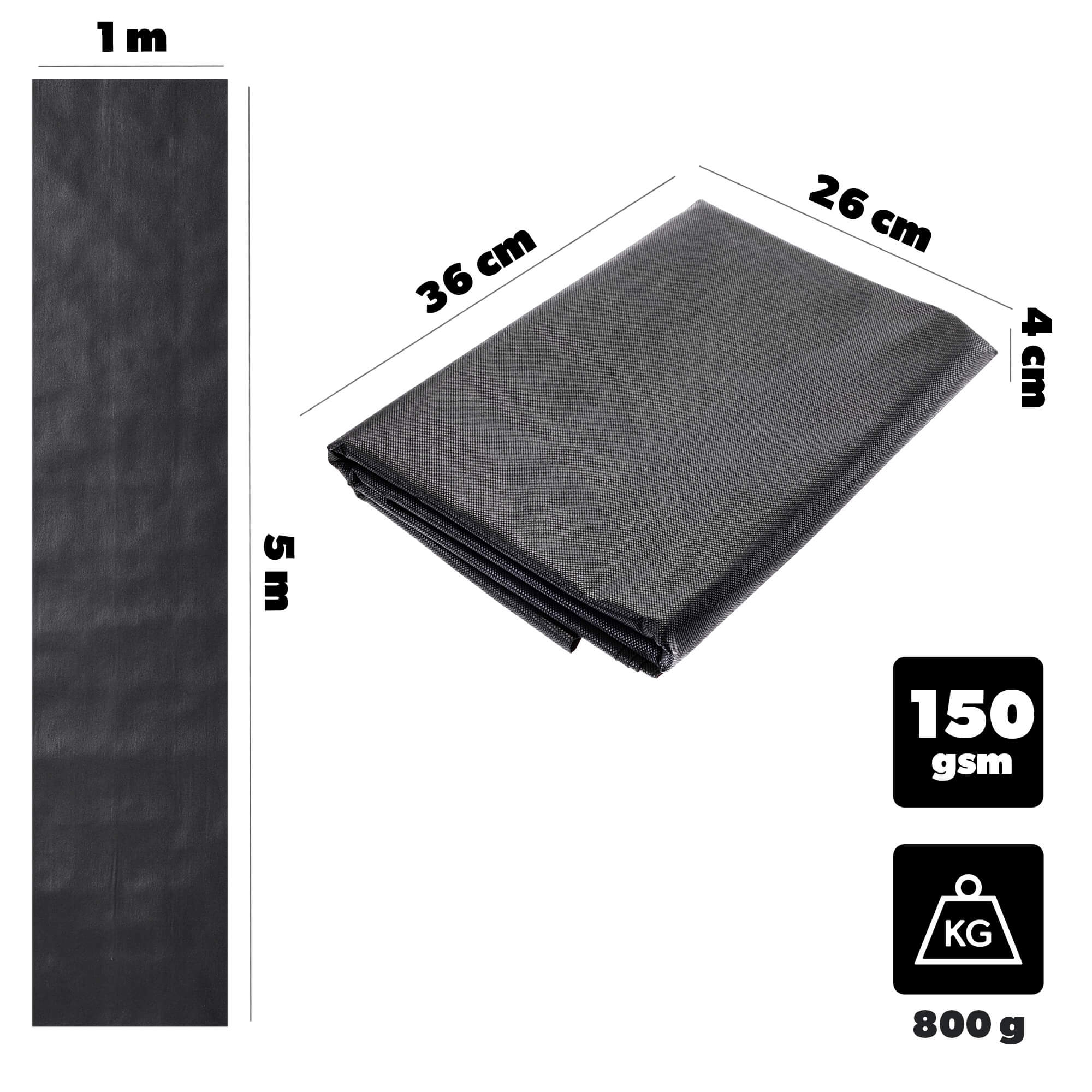 Agrowłóknina ogrodowa Nespoux ściółkująca 1 x 5 m 150 g/m² czarna