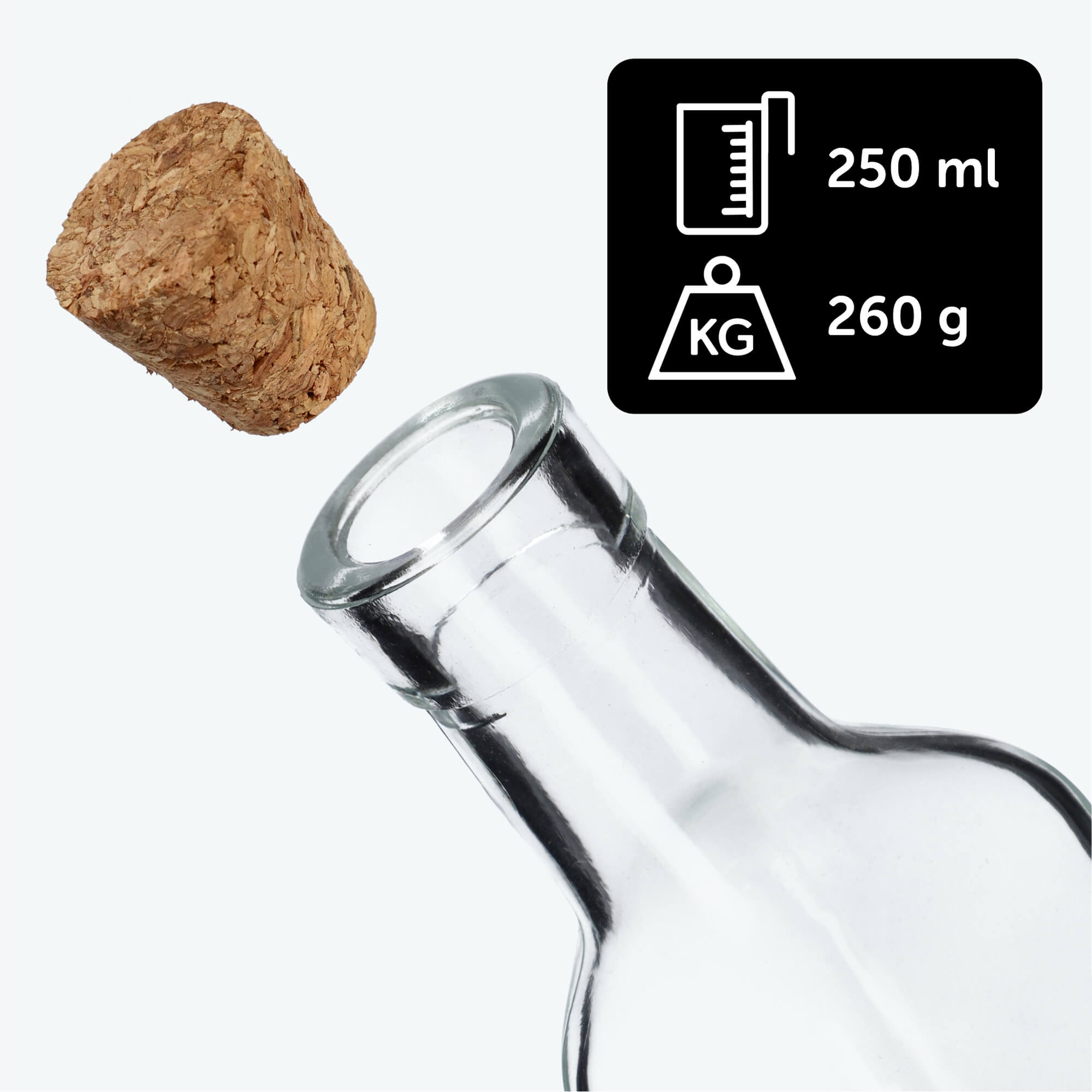 Butelka z korkiem na płynne przyprawy 250 ml, 6 szt.
