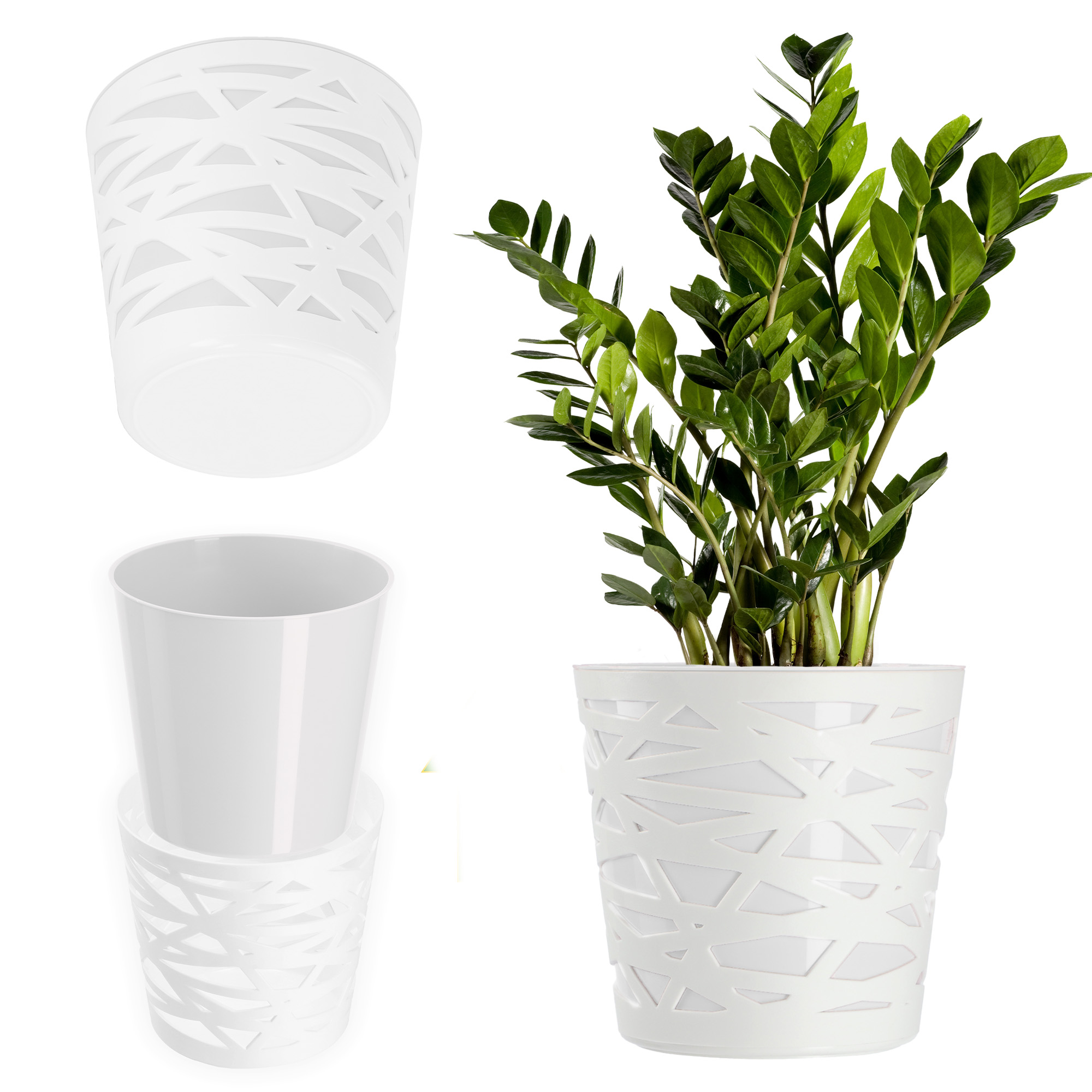 Doniczka z wkładem Rusio 17 cm, biała