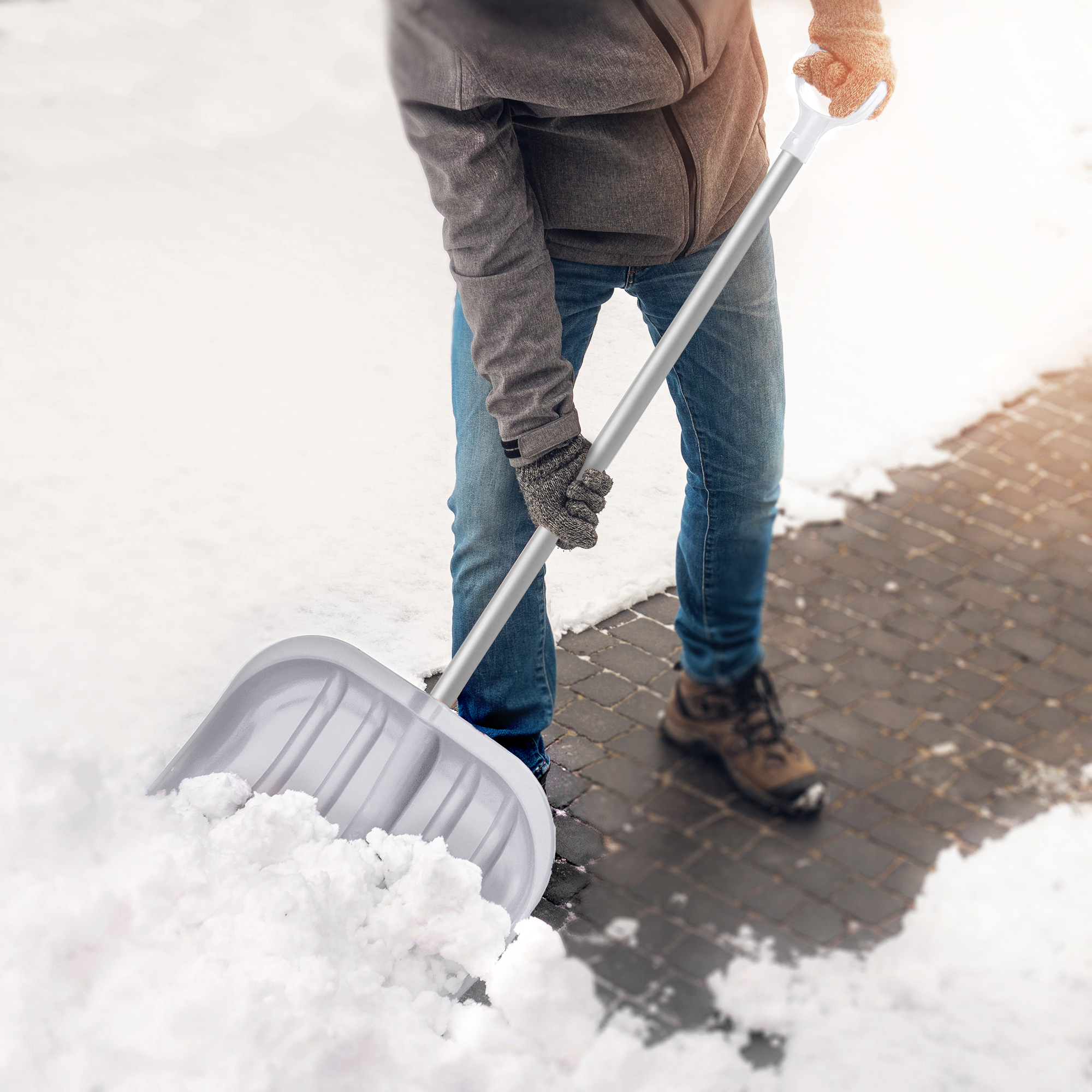 Zestaw łopat do odśnieżania śniegu trzonek aluminiowy srebrna 2szt