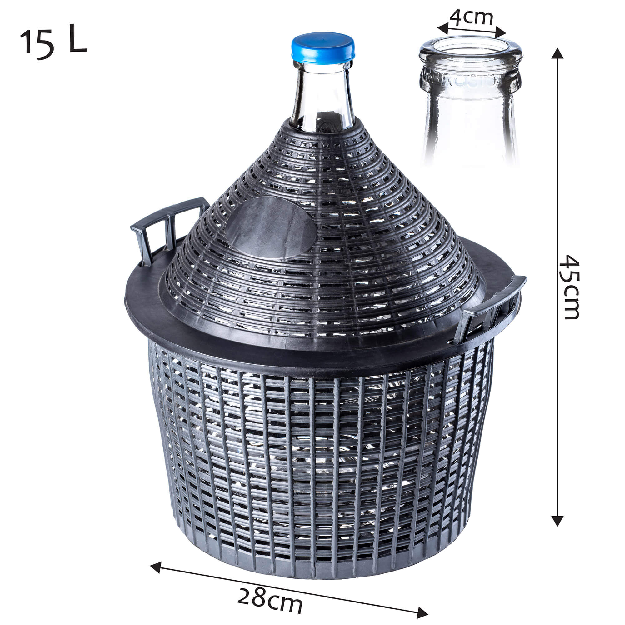 Zestaw winiarski balon 15L + korek nr.3 + plastikowa rurka + ściągacz + winiomierz + drożdże z pożywką + środek do klarowania