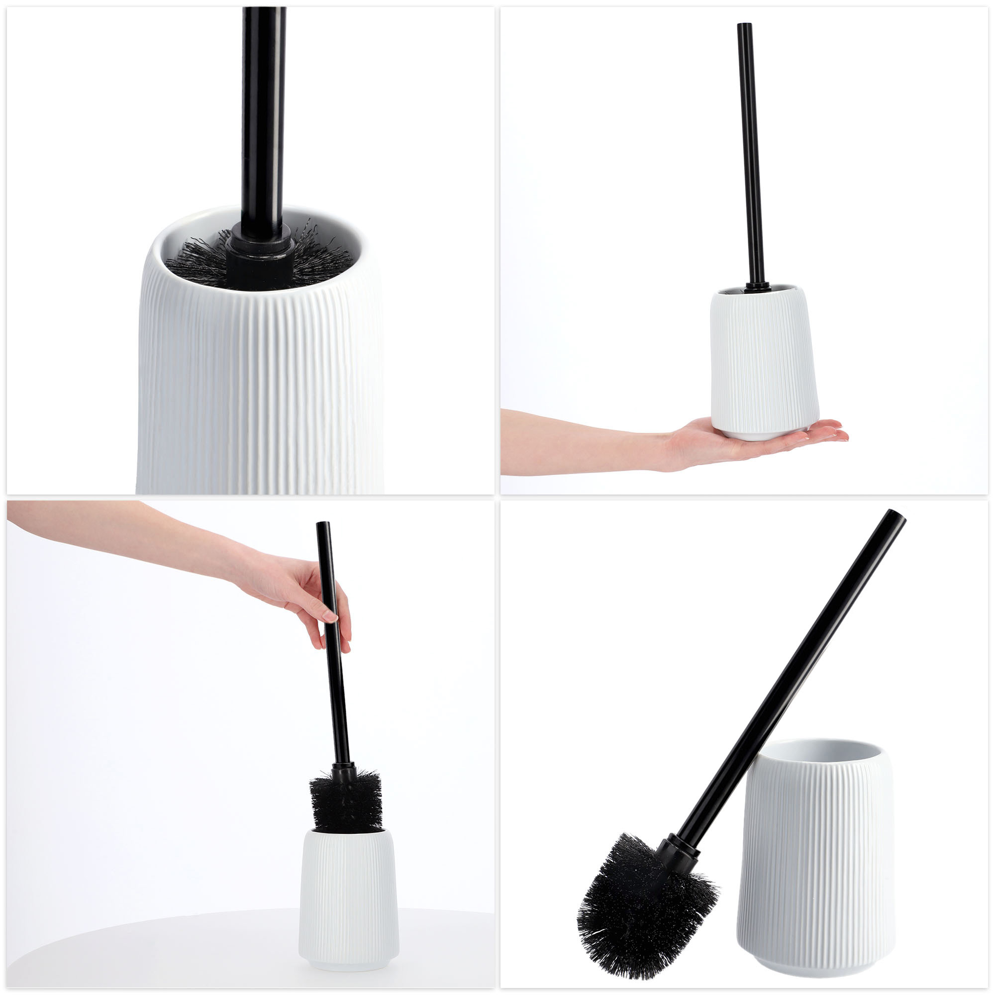 Zestaw łazienkowy Mataro szczotka do WC + dozownik na mydło, biały