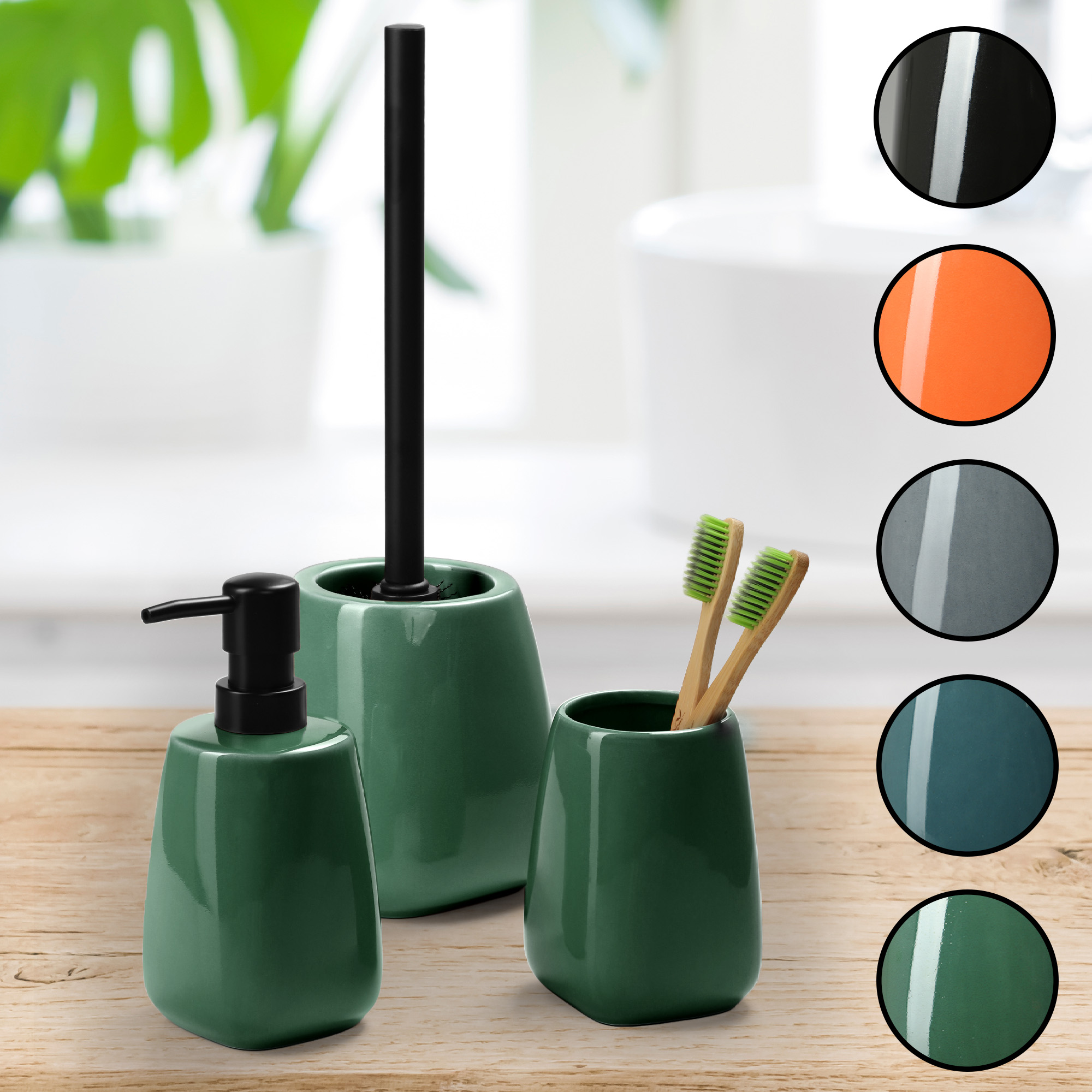 Zestaw łazienkowy Ivo dozownik + kubek + szczotka Wc, zielony