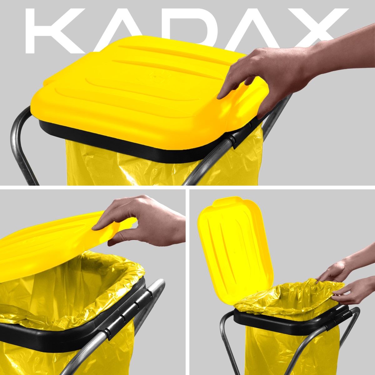 Stojak na worek do segregacji śmieci Bakel pojedynczy żółty