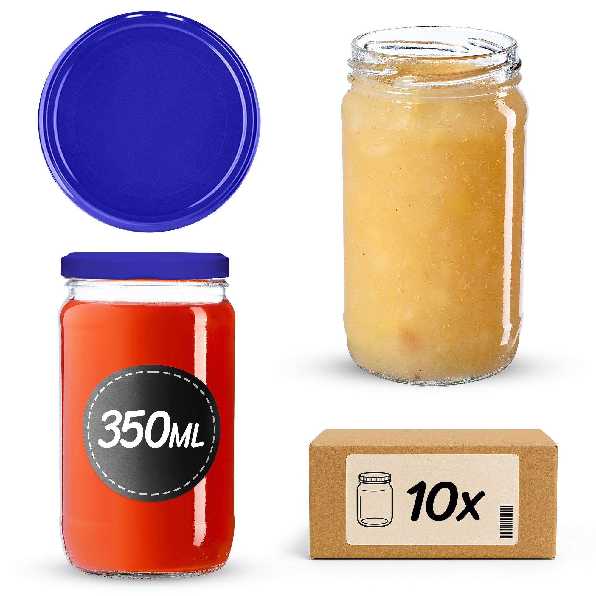 Słoiki na przetwory Gera 350ml fi66mm 10szt + wieczko Granat