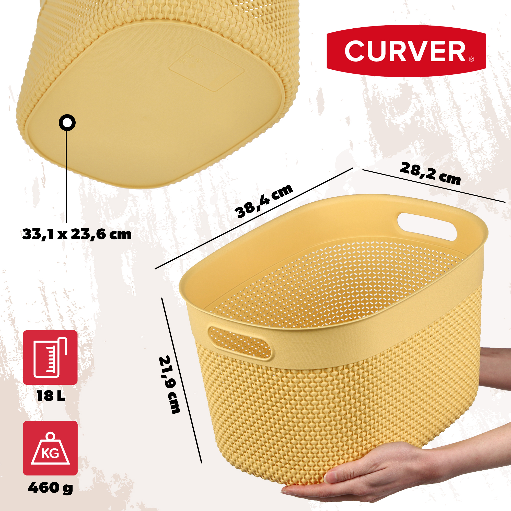 Koszyk prostokątny 18L Curver Filo Recycled, żółty