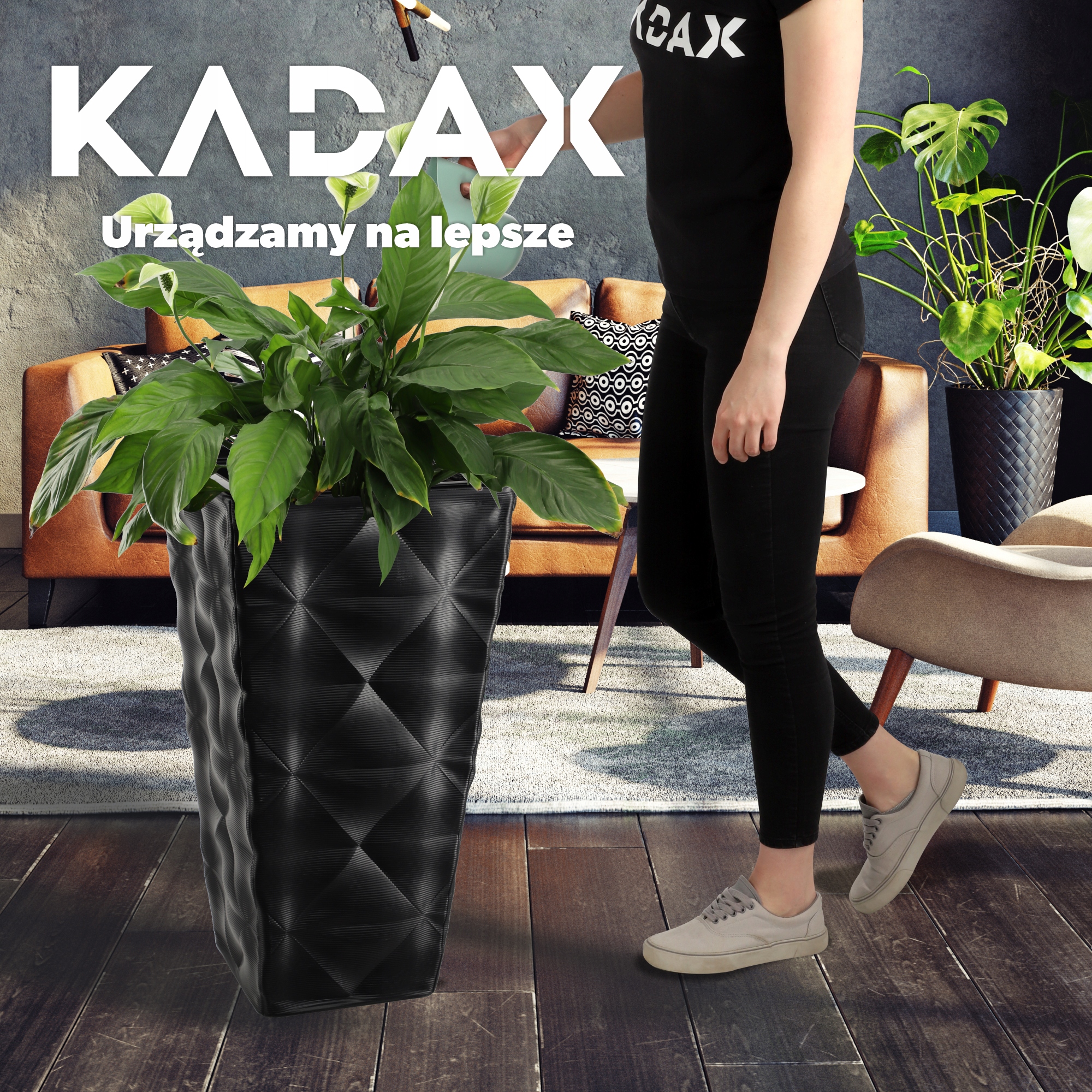 Donica ogrodowa Bando wysoka z wkładem 40 cm, czarna