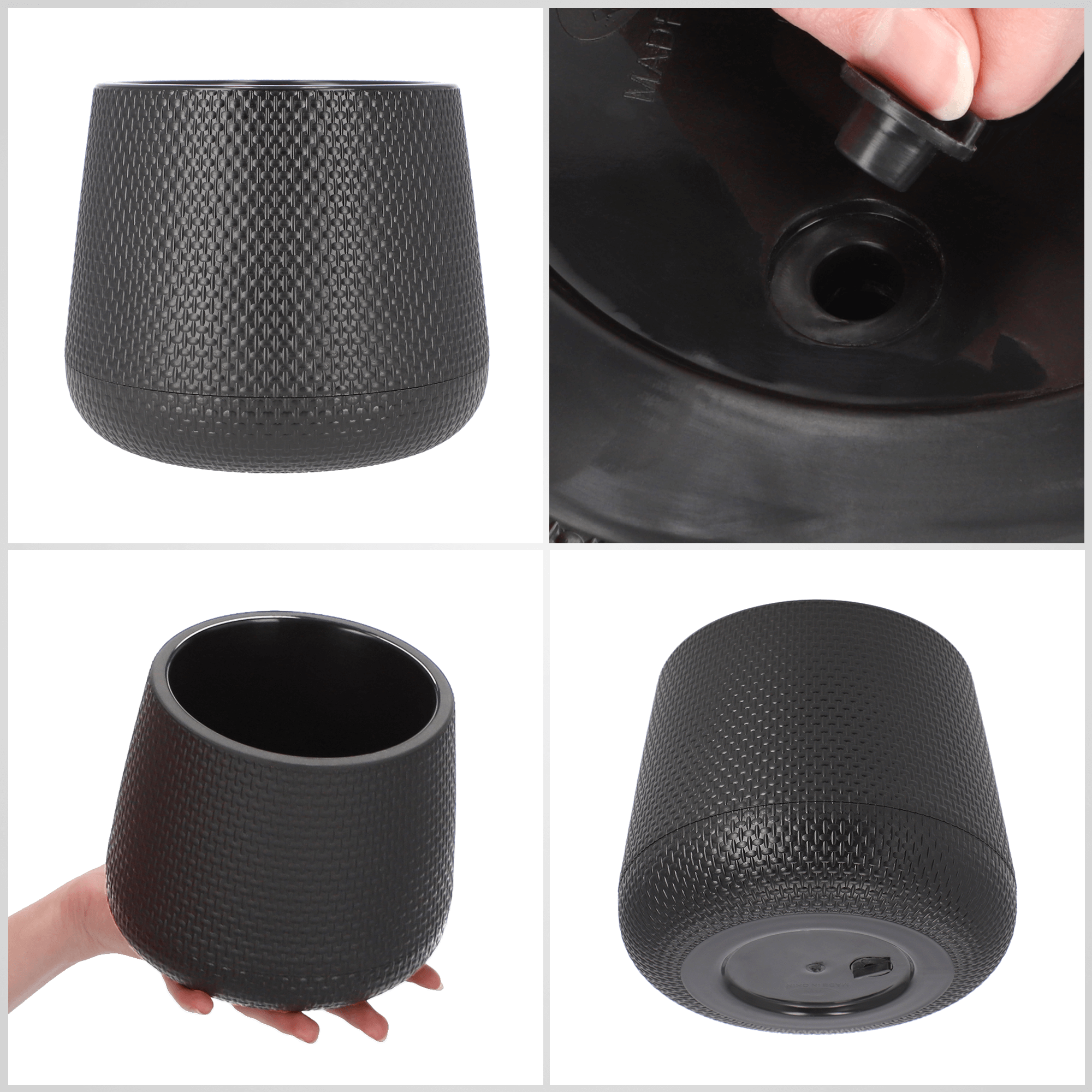Doniczka z podstawką Peri 13 cm, czarna