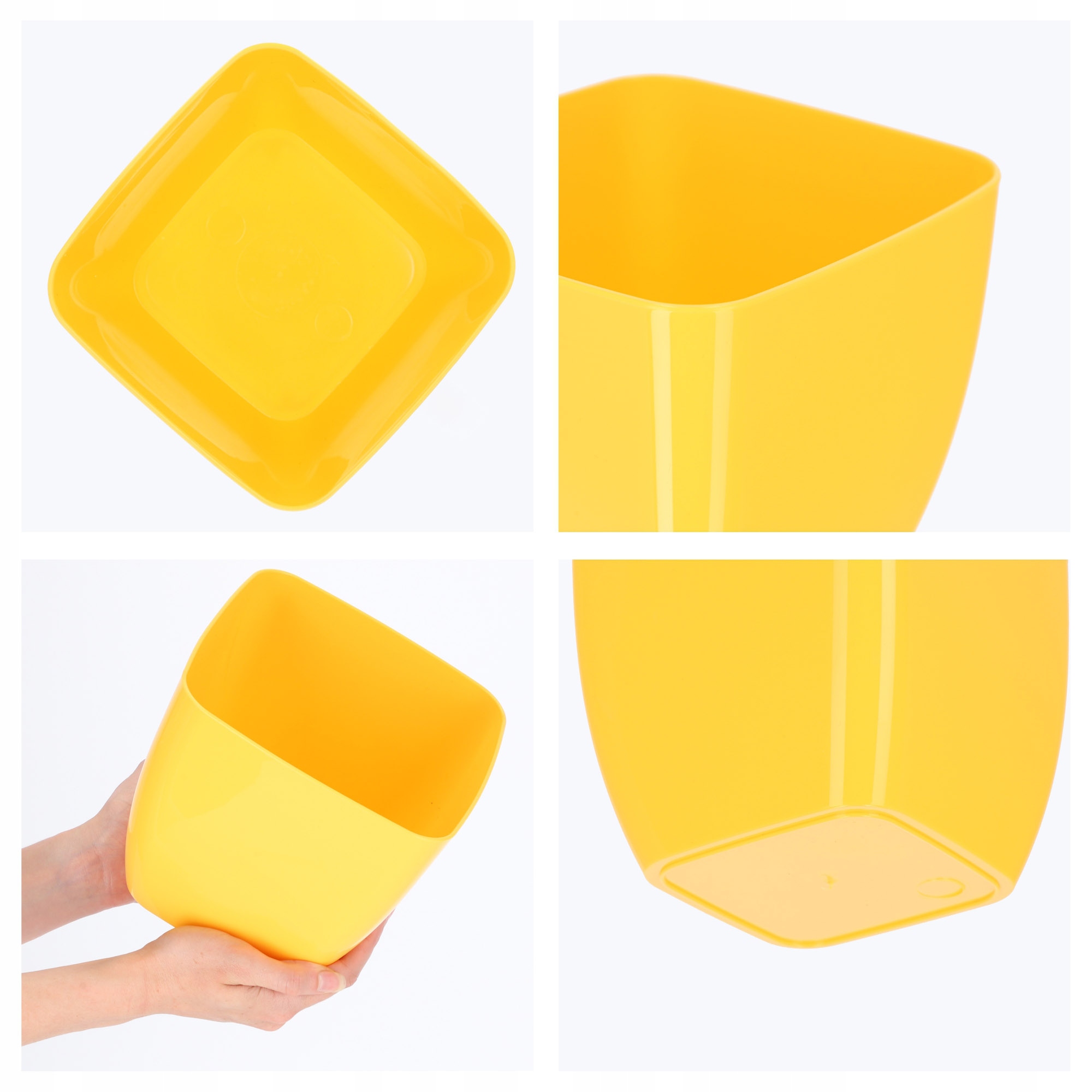 Doniczka kwadratowa Borgo 18 cm, żółta