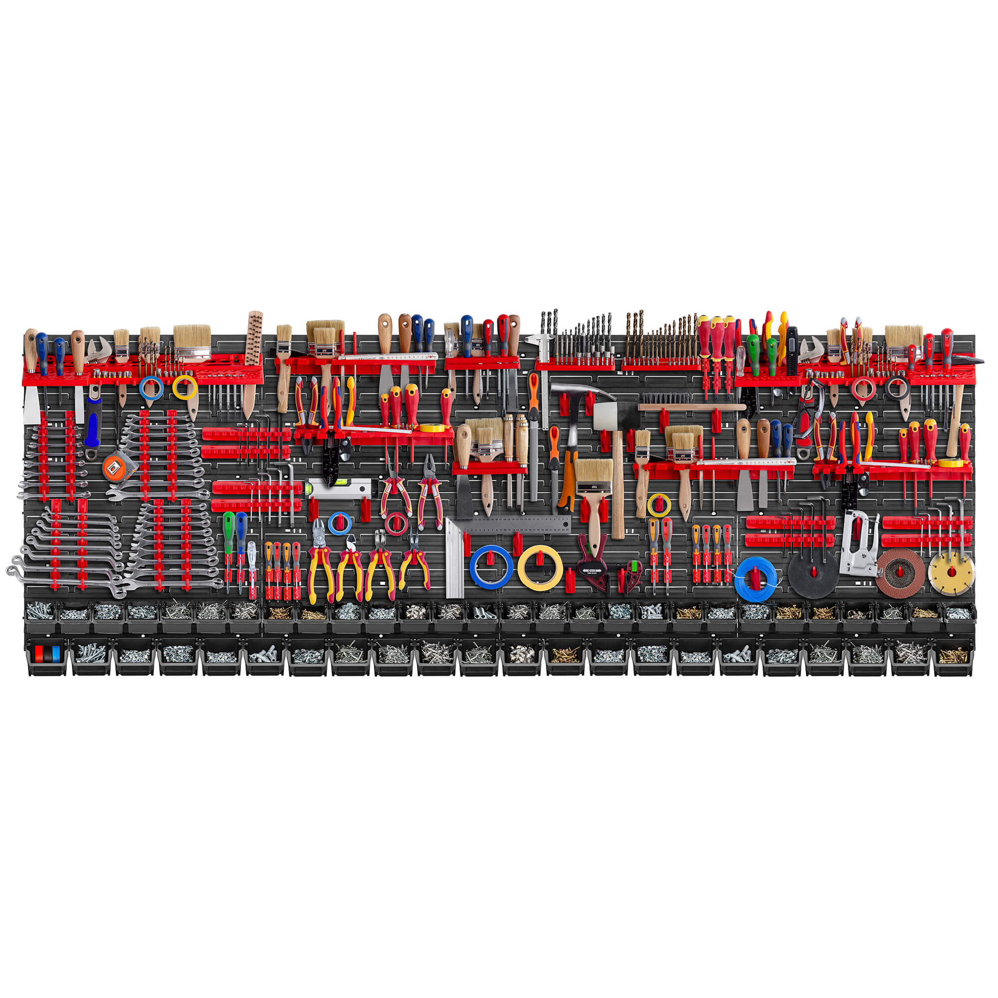 Tablica warsztatowa Lokke 140 elementów 232 x 78 cm, czarno-czerwona