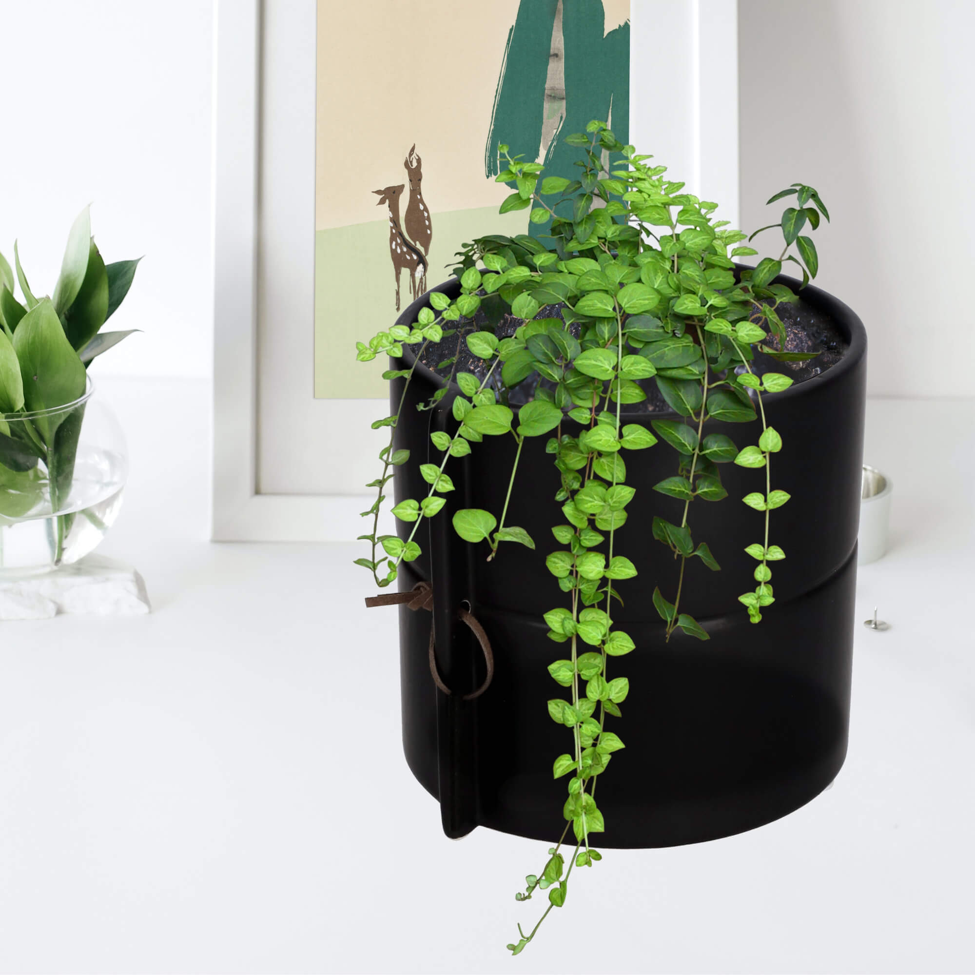 Osłonka na kwiaty Lemps ceramiczna 13 cm, czarna