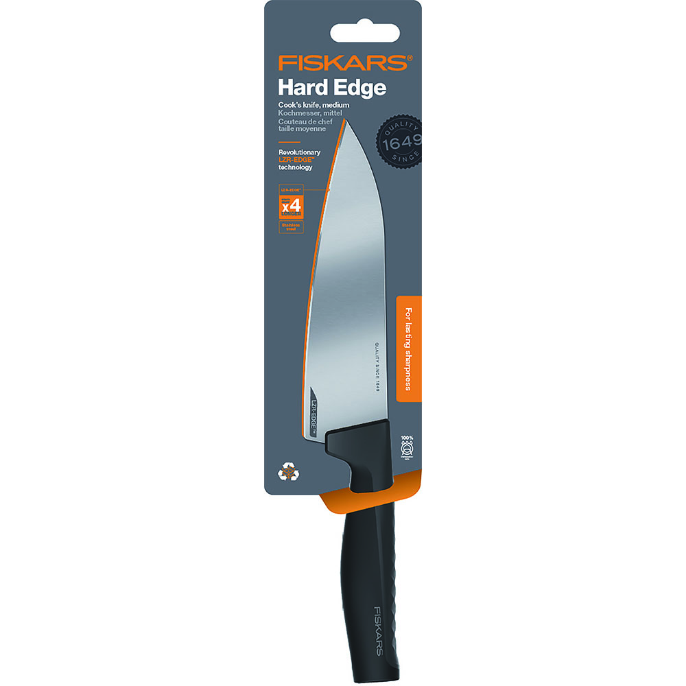 Fiskars 1051748 Hard Edge Nóż szefa kuchni, średni, 17 cm