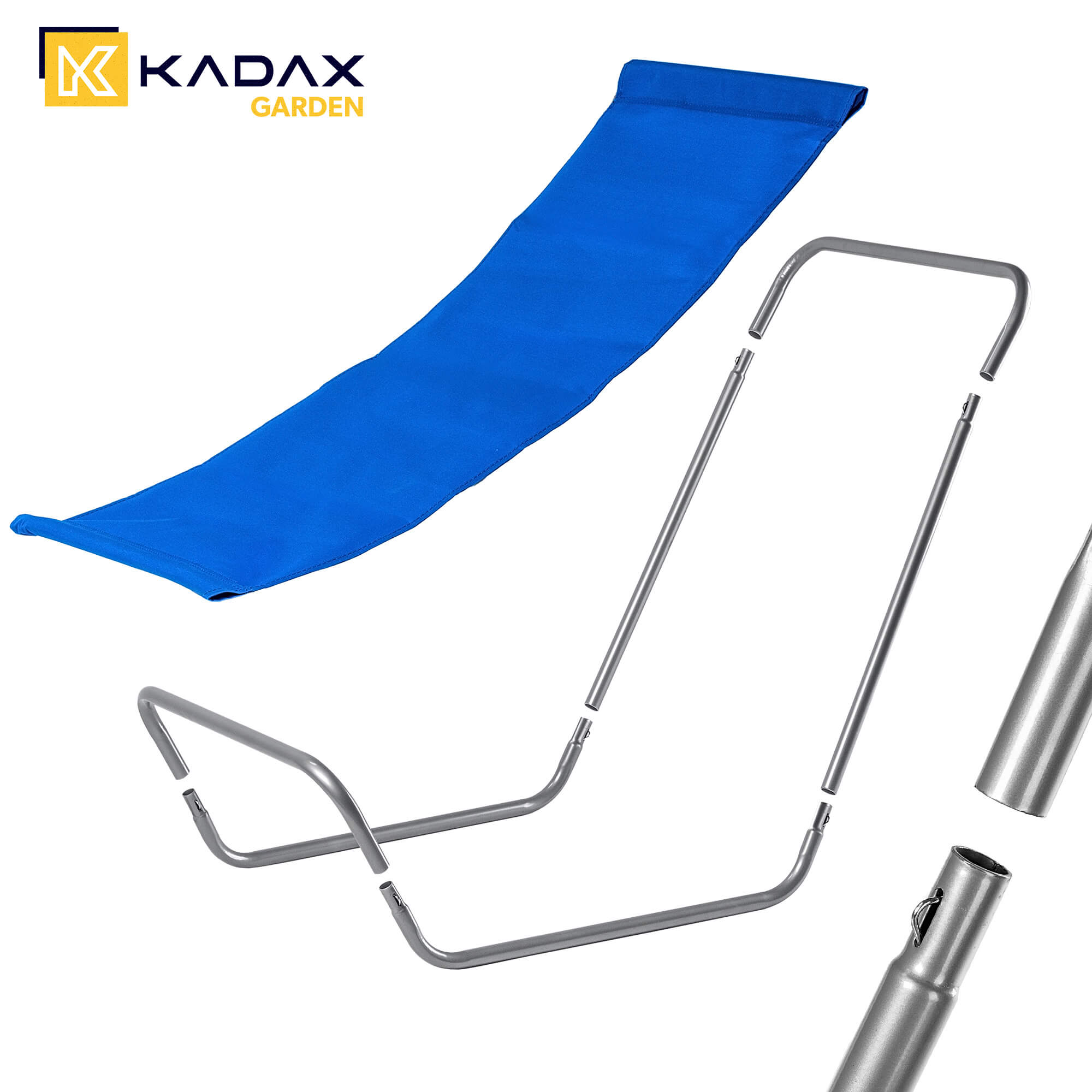 Składany leżak plażowy z pokrowcem Mill, niebieski