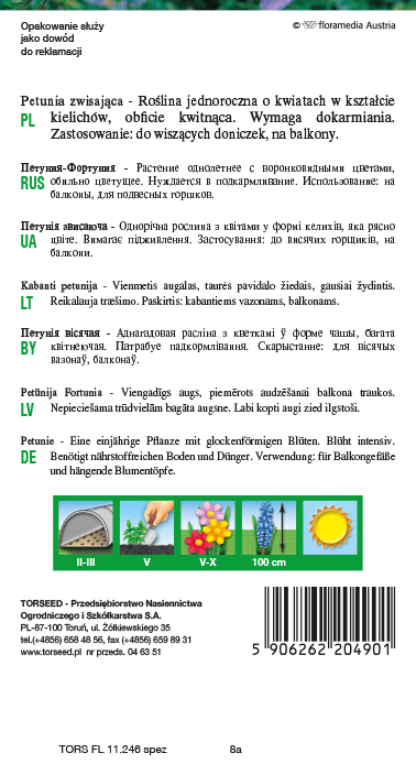 Petunia zwisająca Fortunia - Petunia hybrida pendula fioletowa 0,02g