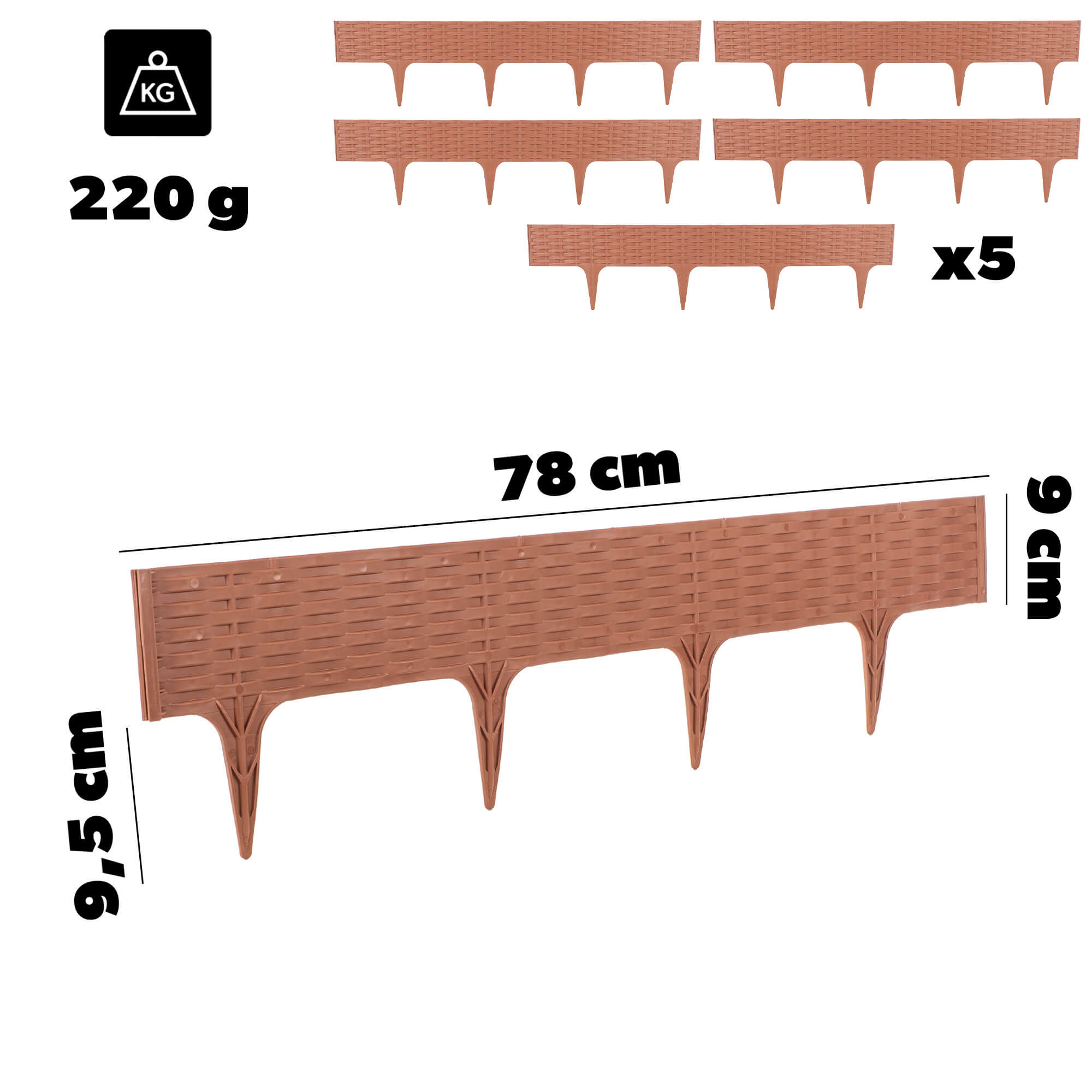 Obrzeże ogrodowe Averton 78 x 9 cm terakota 5 szt.