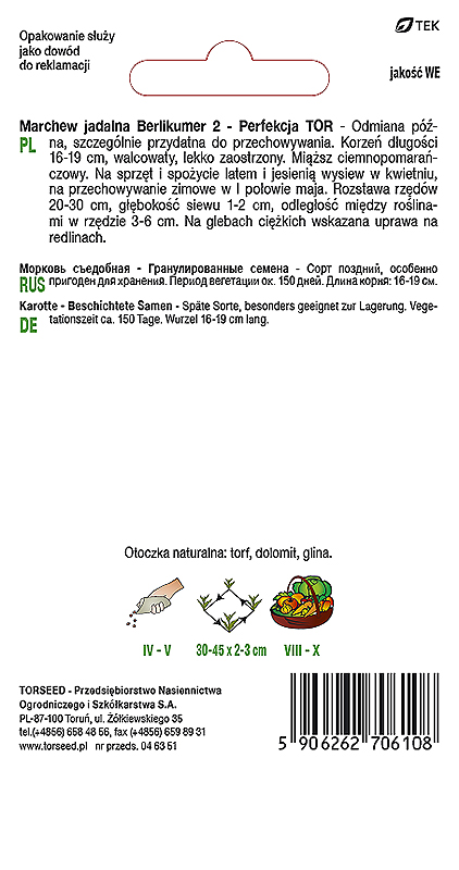 Marchew jadalna Berlikumer 2 - Perfekcja TOR 300g