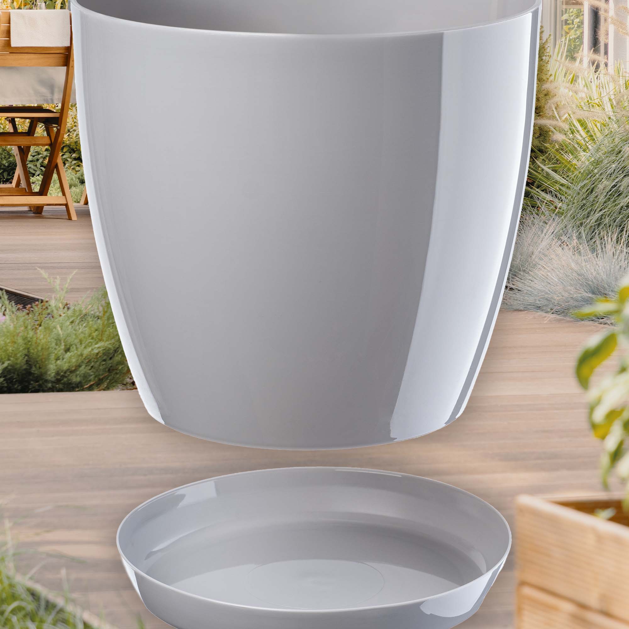 Doniczka Agen z podstawką szara 18 cm, 3 szt.