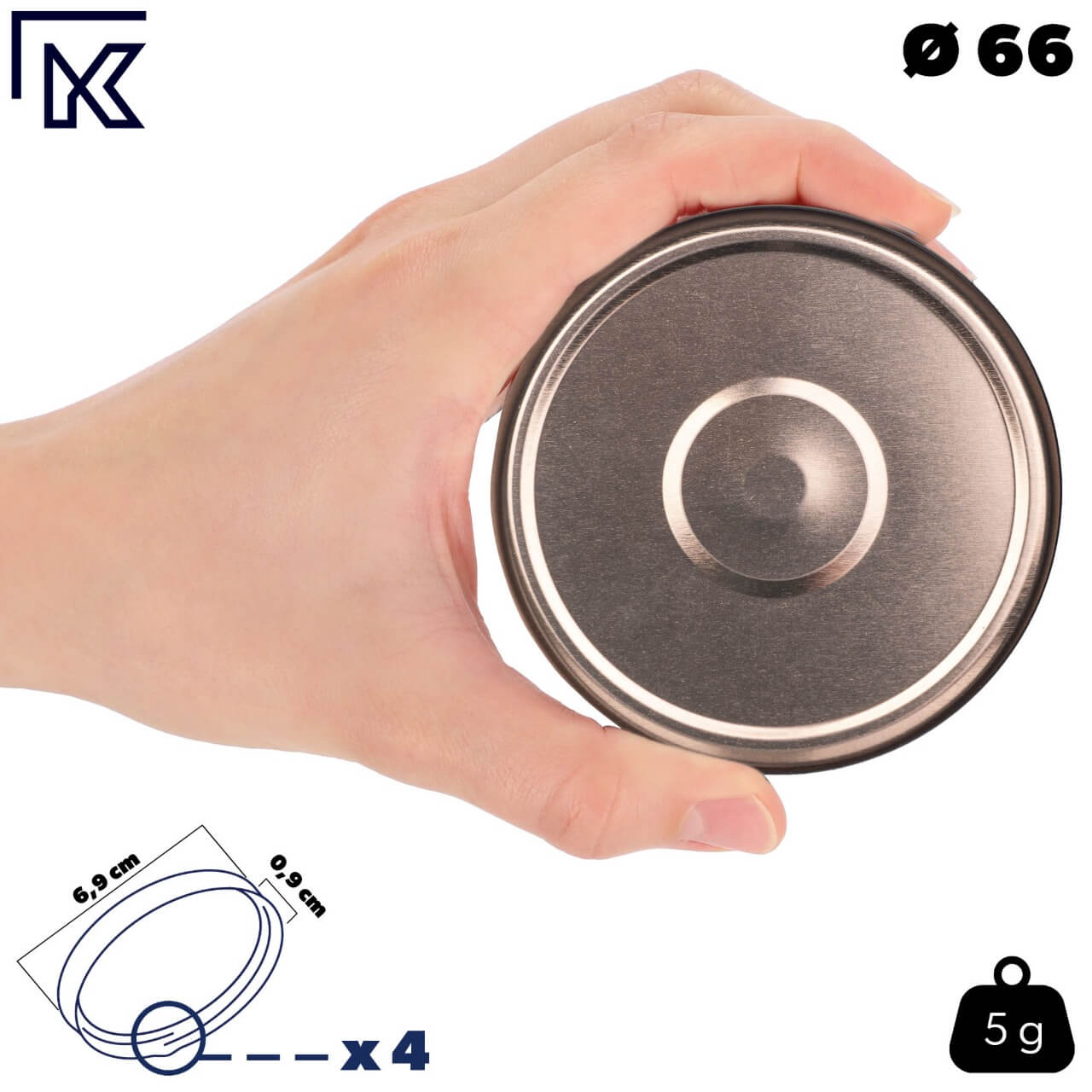 Metalowe wieczka do słoików Valsta 100szt fi 66mm czarno-złote Orbit