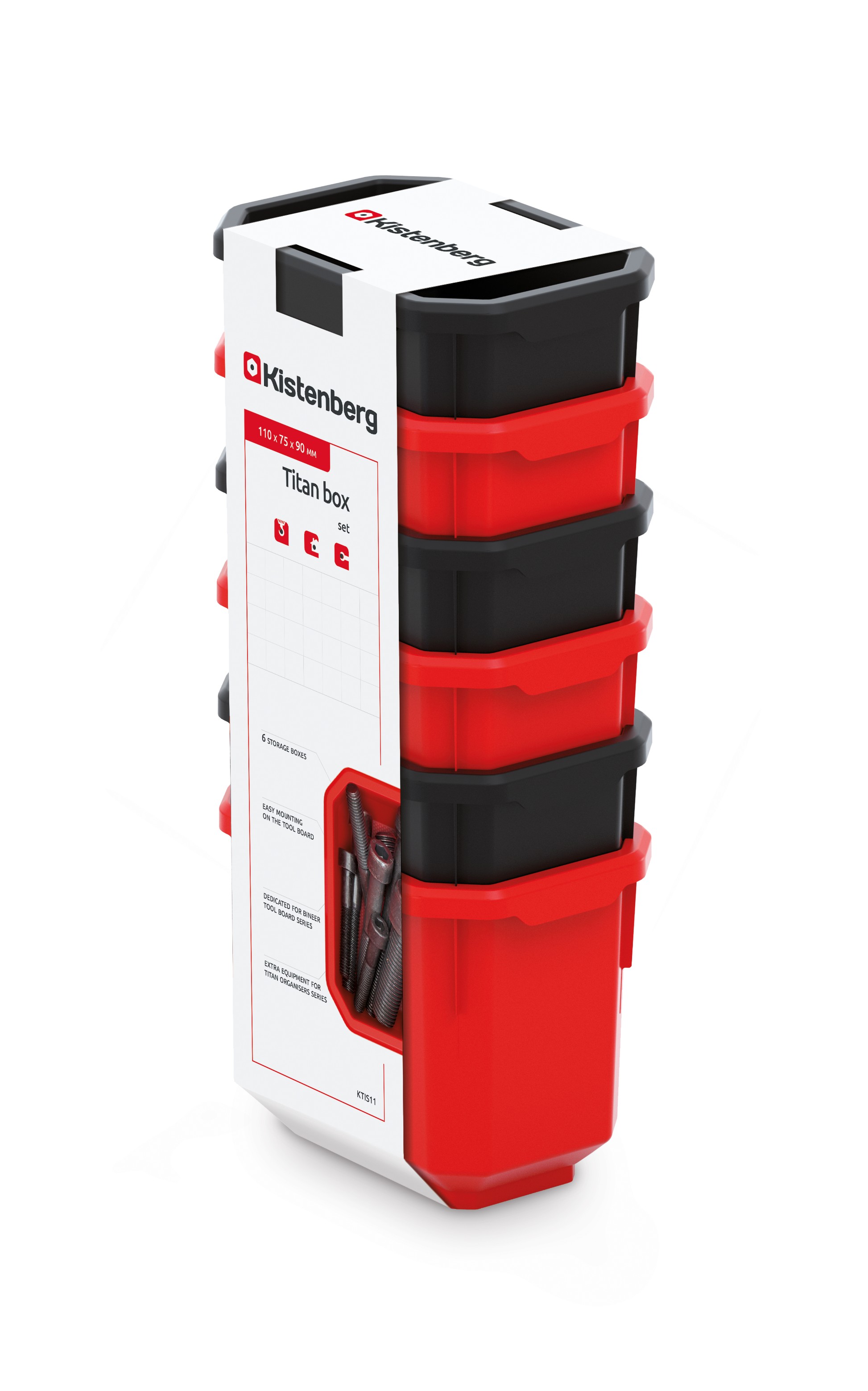 KISTENBERG Zestaw Kubeczków warsztatowych Titan 11 - KTIS11 - czerwony