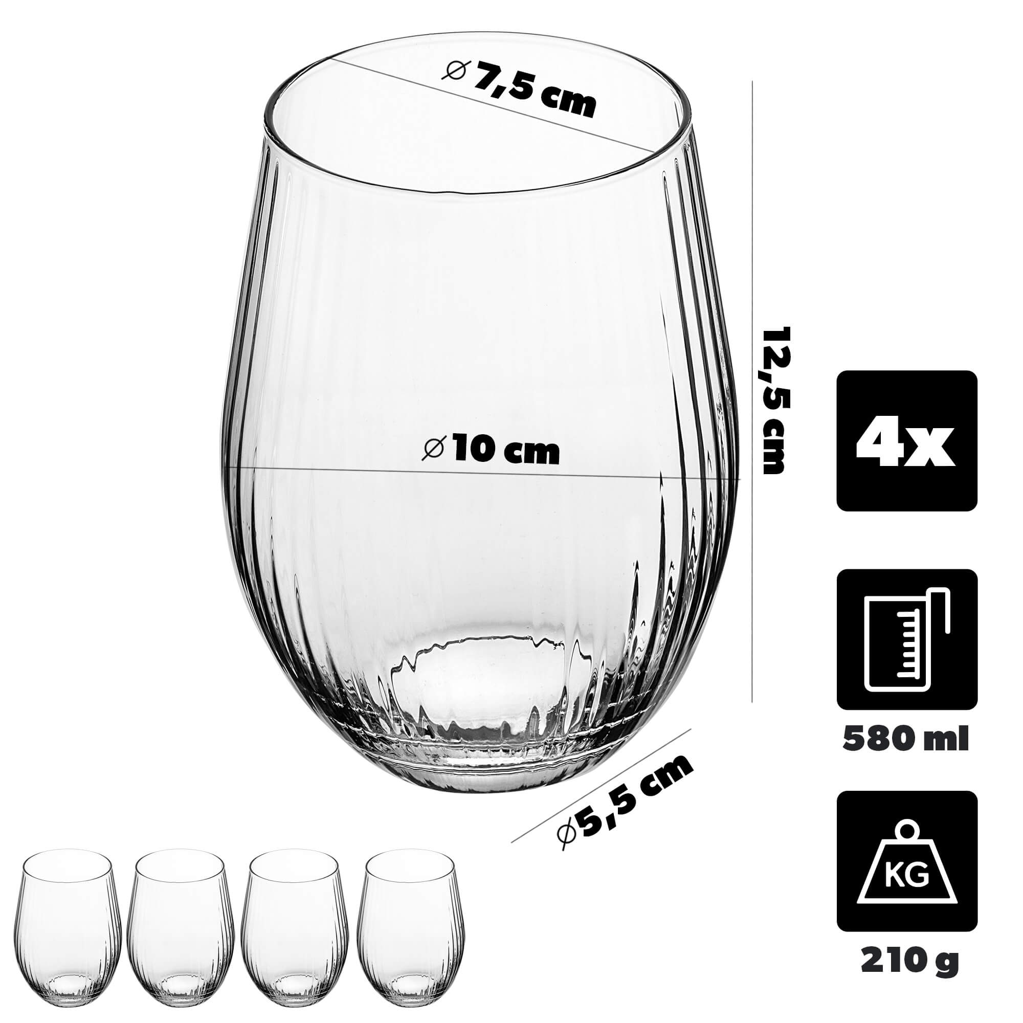 Szklanki do drinków i napojów Tonda 580ml 4 szt.
