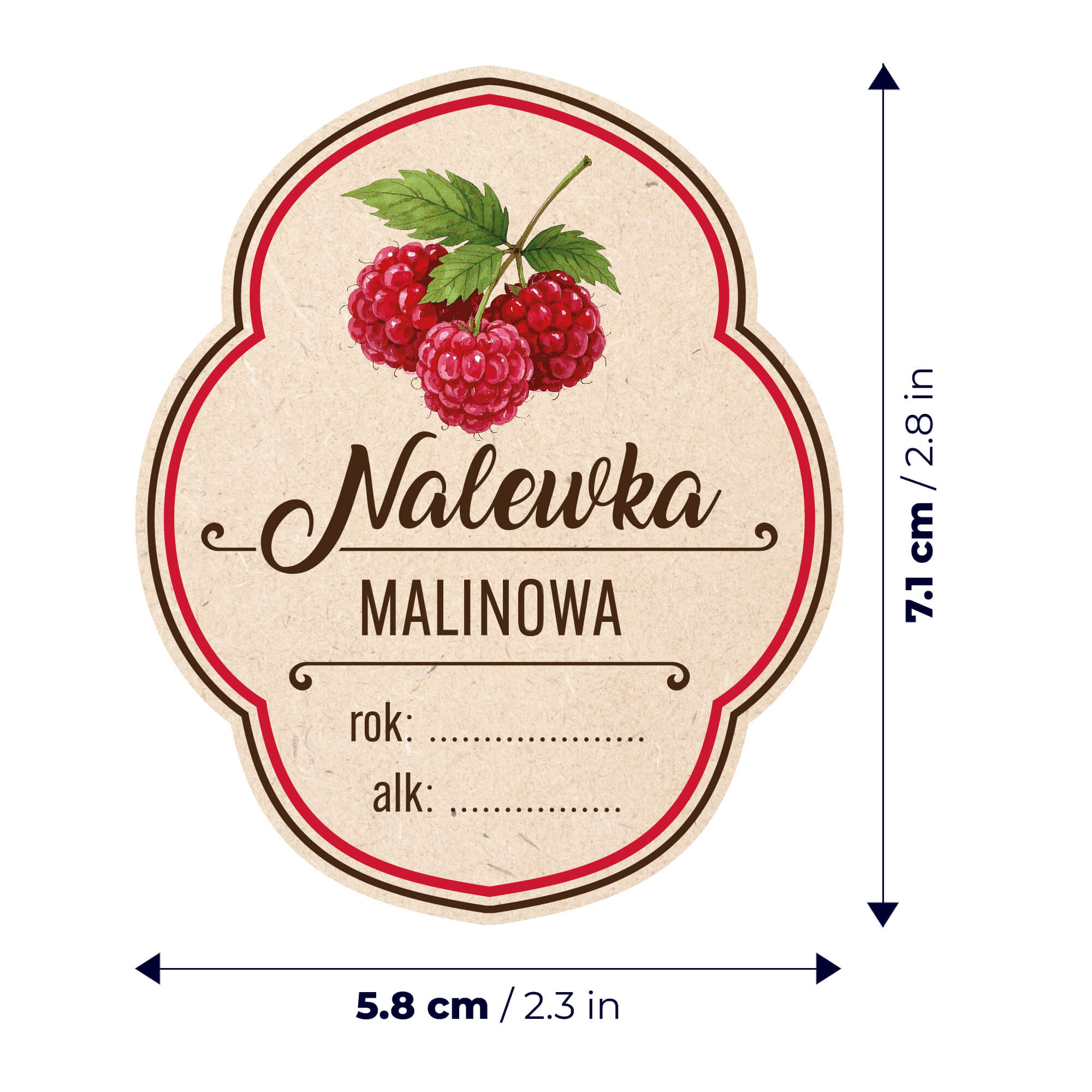 Etykiety na butelki Serre "Nalewka malinowa" 10 szt.