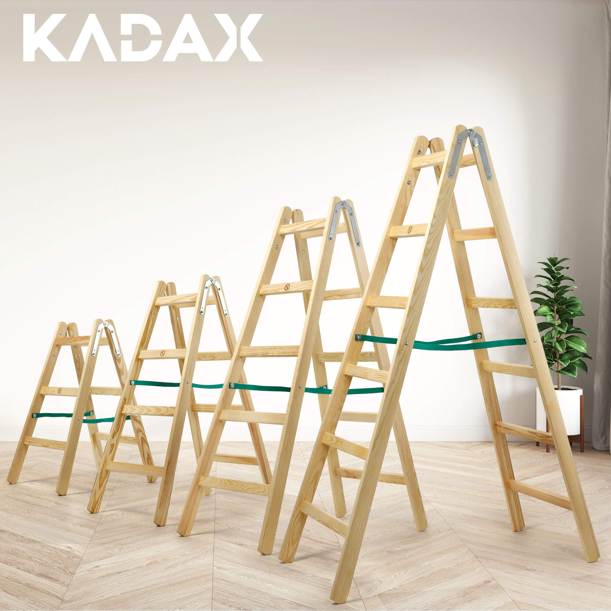 Drabina drewniana Salo, 5 stopni, 150 kg