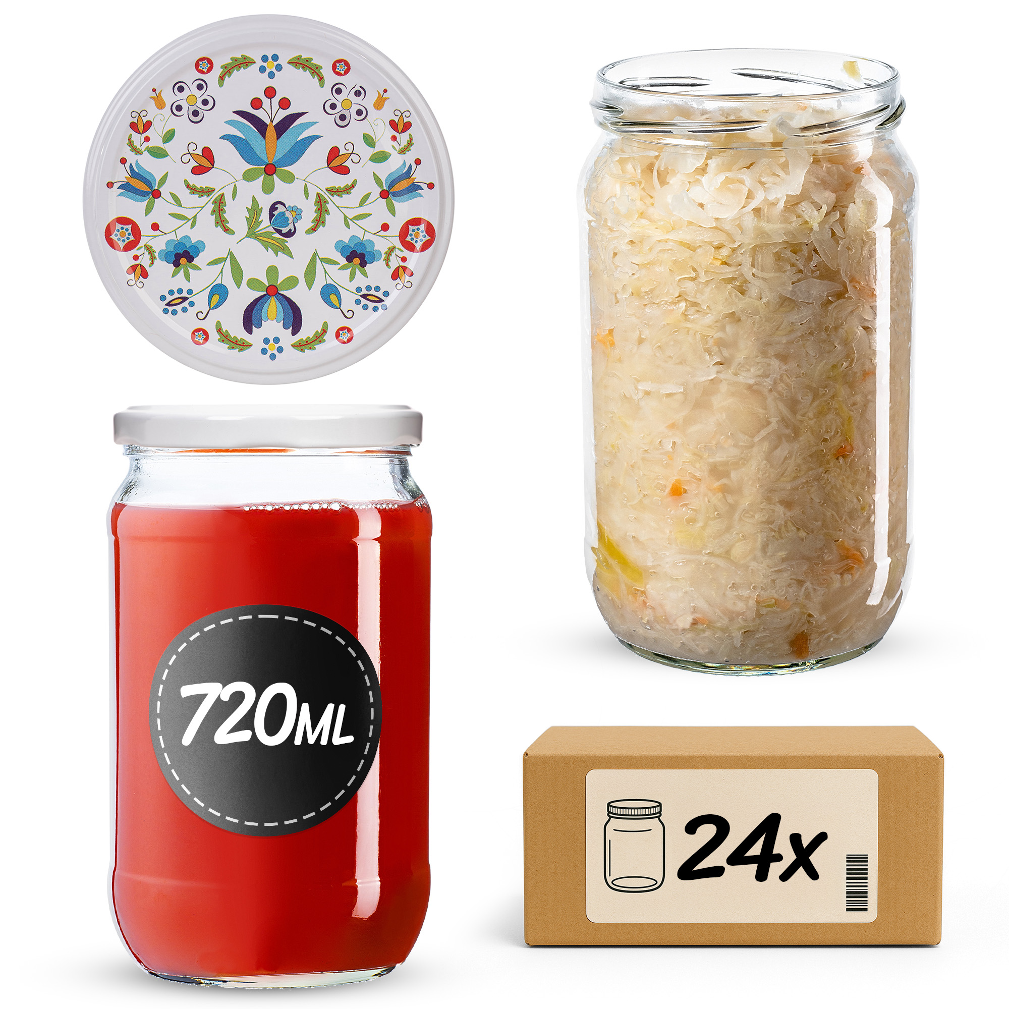 Słoiki na przetwory Niva 720ml fi82mm 24szt + wieczko Kaszuby
