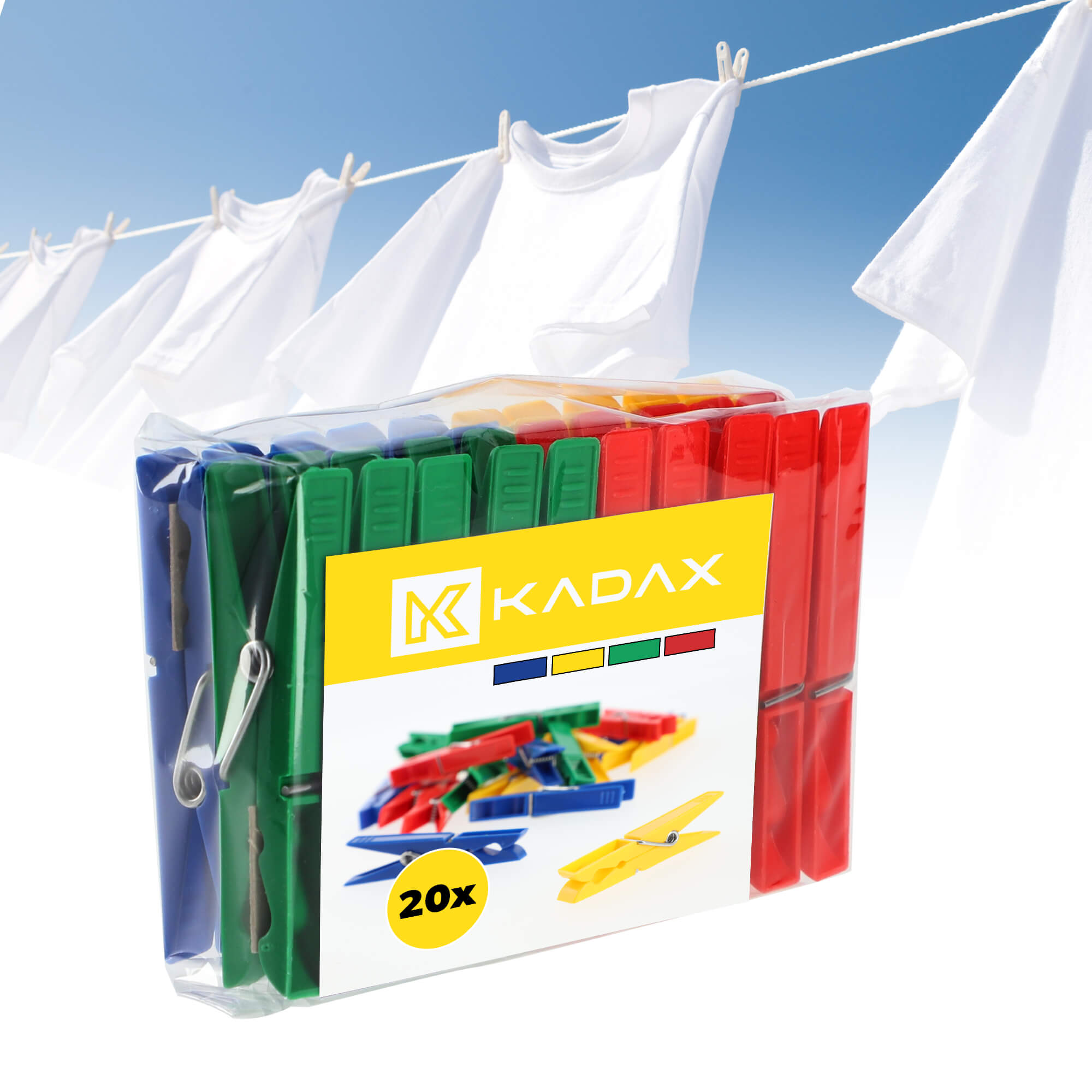Plastikowe klamerki do bielizny Luant , 4 kolory, 20 szt.