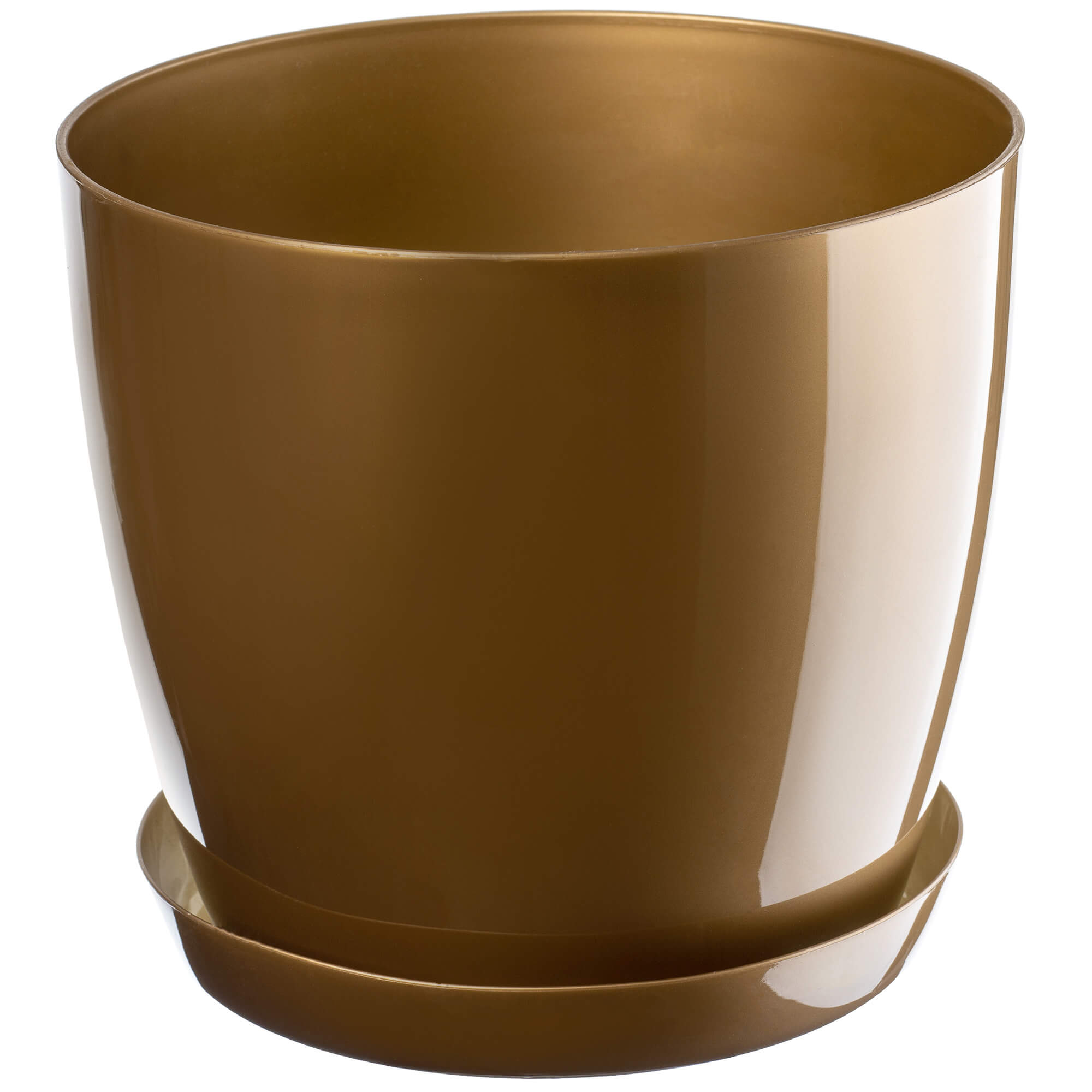 Doniczka na kwiaty z podstawką 12 cm, złota