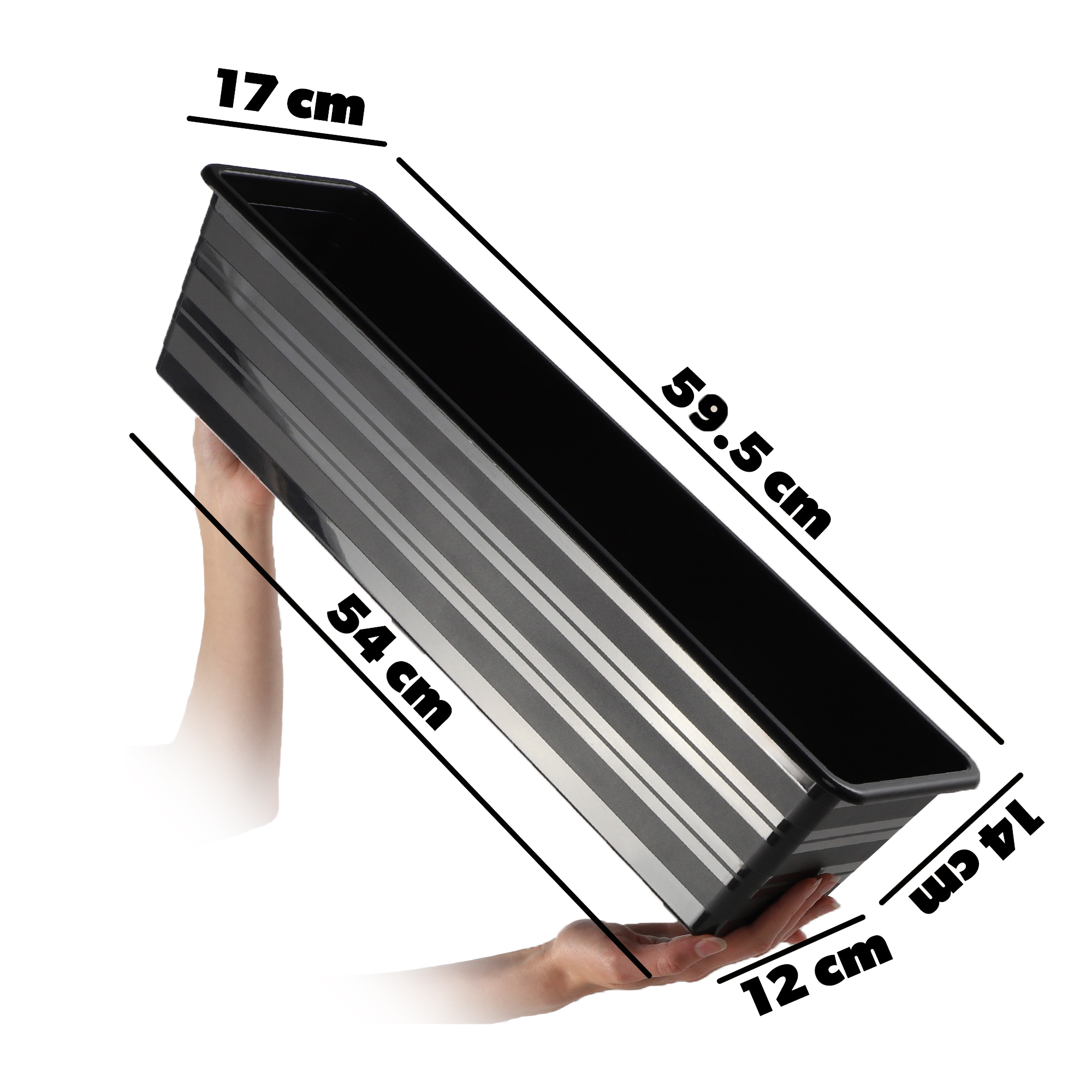 Doniczka balkonowa Cati 60 cm + podstawka 60 cm, antracyt