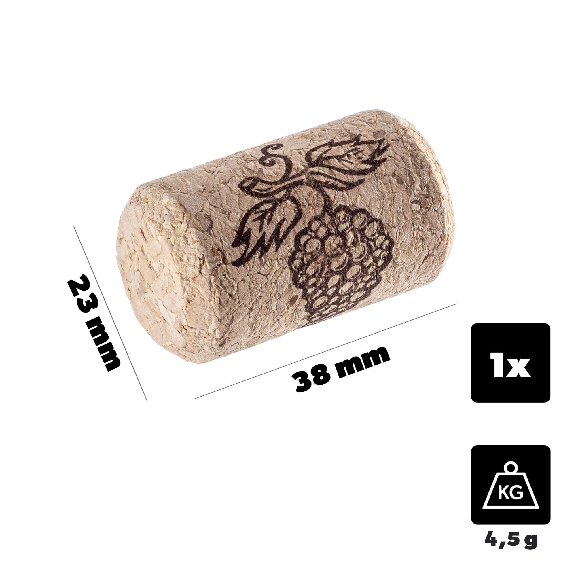 Korek do butelki na wino Velletri aglomerowany 23mm x 38mm 1 szt.