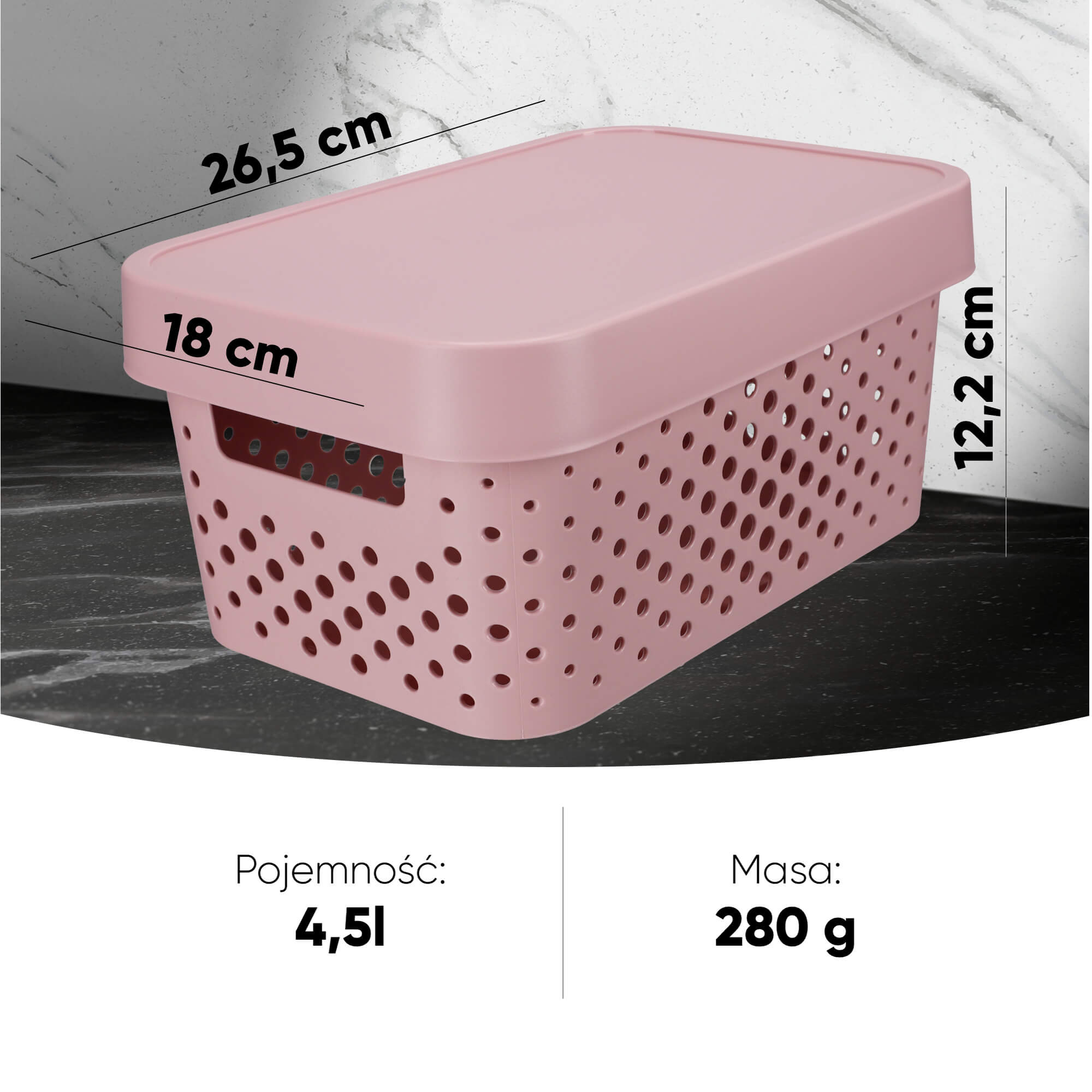 Ażurowy pojemnik z pokrywką Infinity Curver 4.5L, różowy