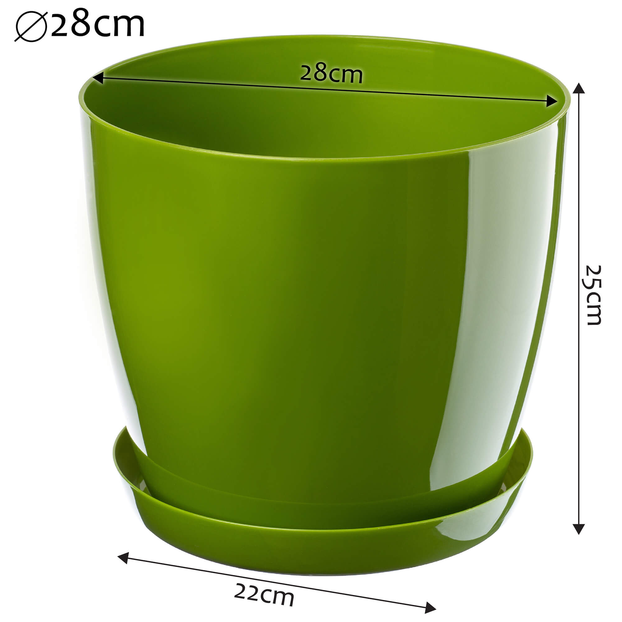 Doniczka Agen z podstawką 28 cm, zielona