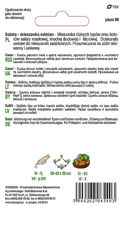 Sałata mieszanka odmian 1g
