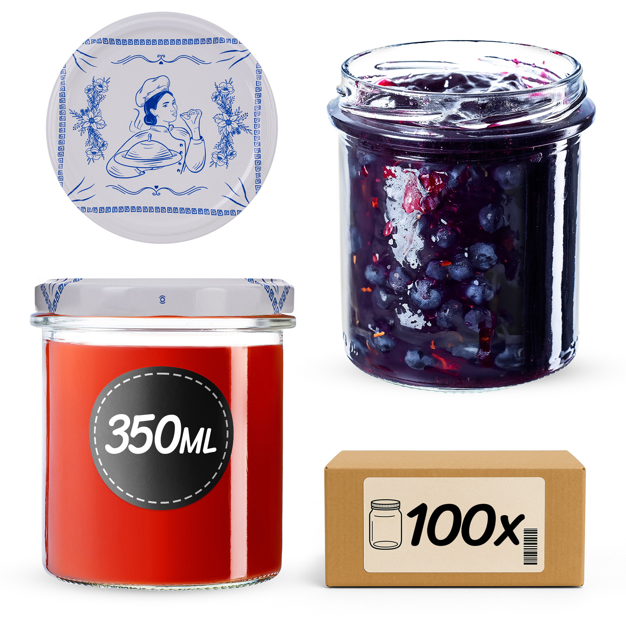 Słoiki na przetwory Avila 350ml fi82mm 100szt + wieczko Makatka