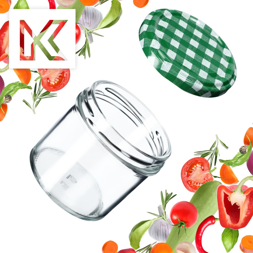 Słoiki Vigo 140ml 100szt 66mm + wieczko "Zielona krata"